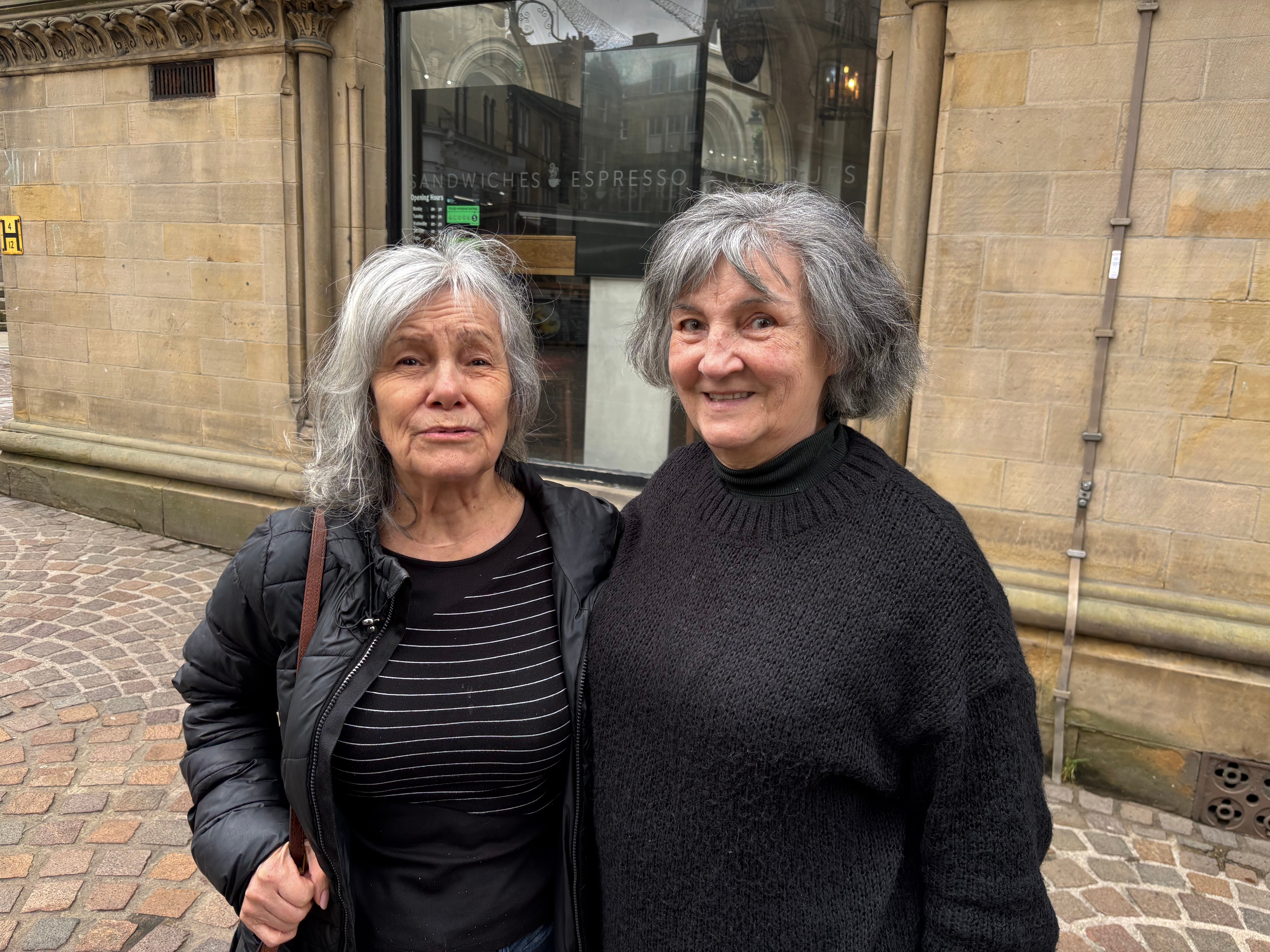 Doris Tindale and Marina Chapman in Bradford city centre