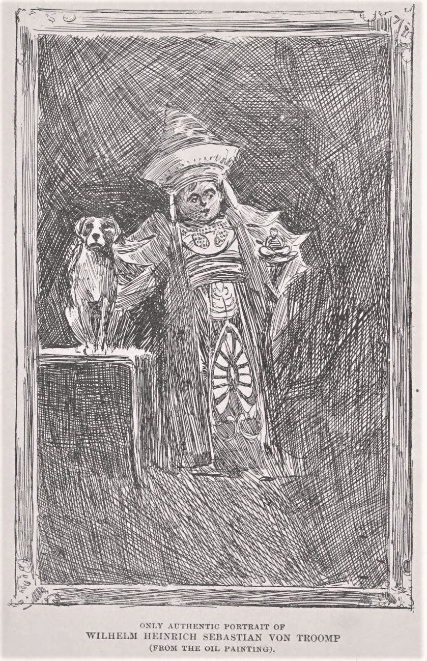 A frontispiece illustration from Ingersoll Lockwood’s 1893 novel Baron Trump’s Marvellous Underground Journey