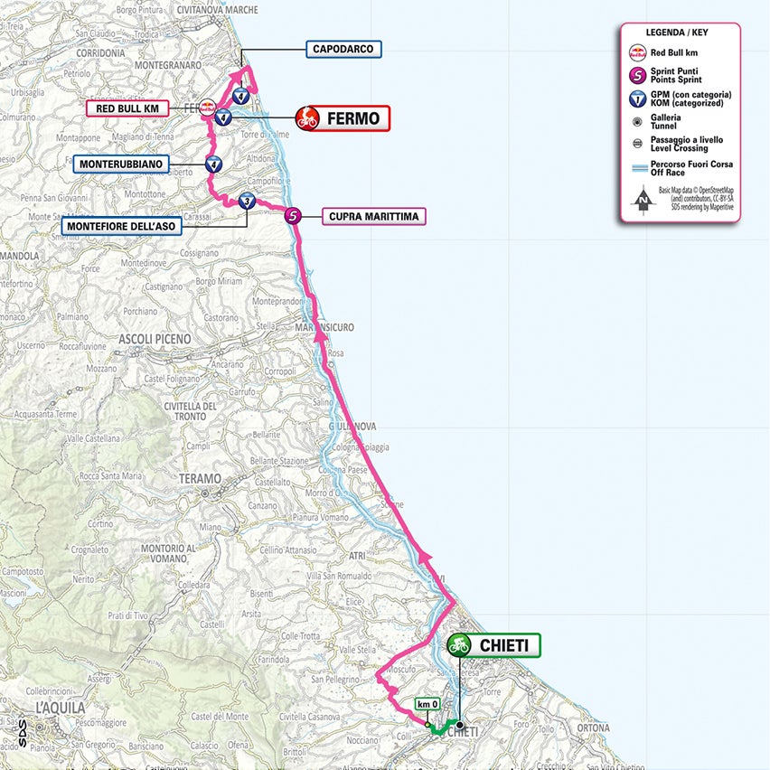 Giro d'Italia stage 8 map