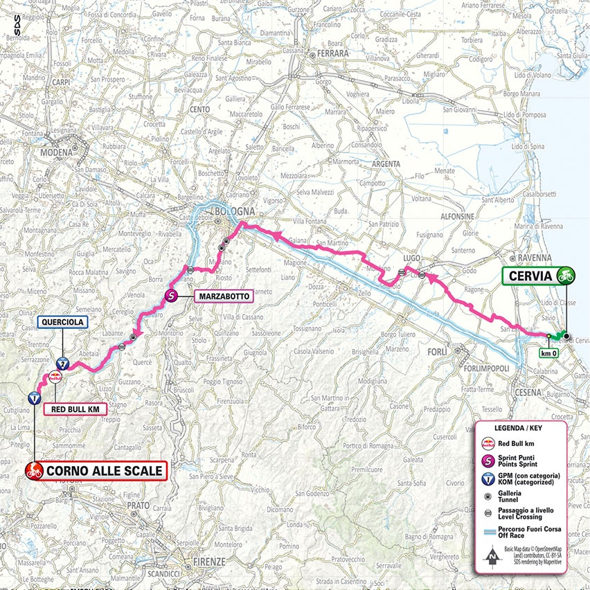 Giro d'Italia stage 9 map