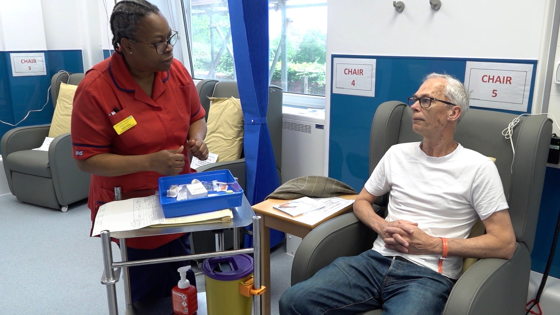 Stephen Friend, 67, who received a new one-minute injection for melanoma at the Mount Vernon Cancer Centre in Hertfordshire