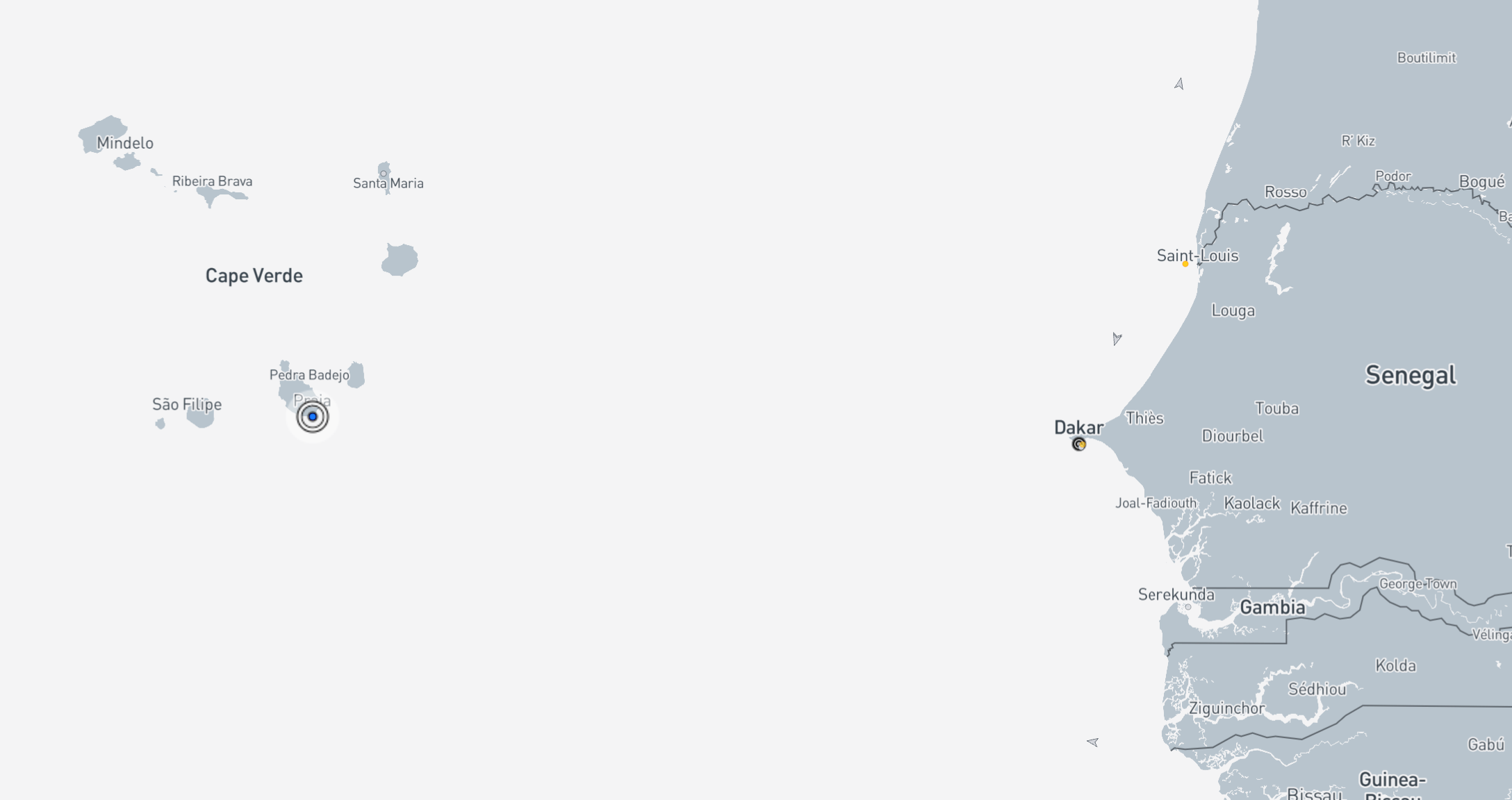 The Hondius is currently docked off Cape Verde