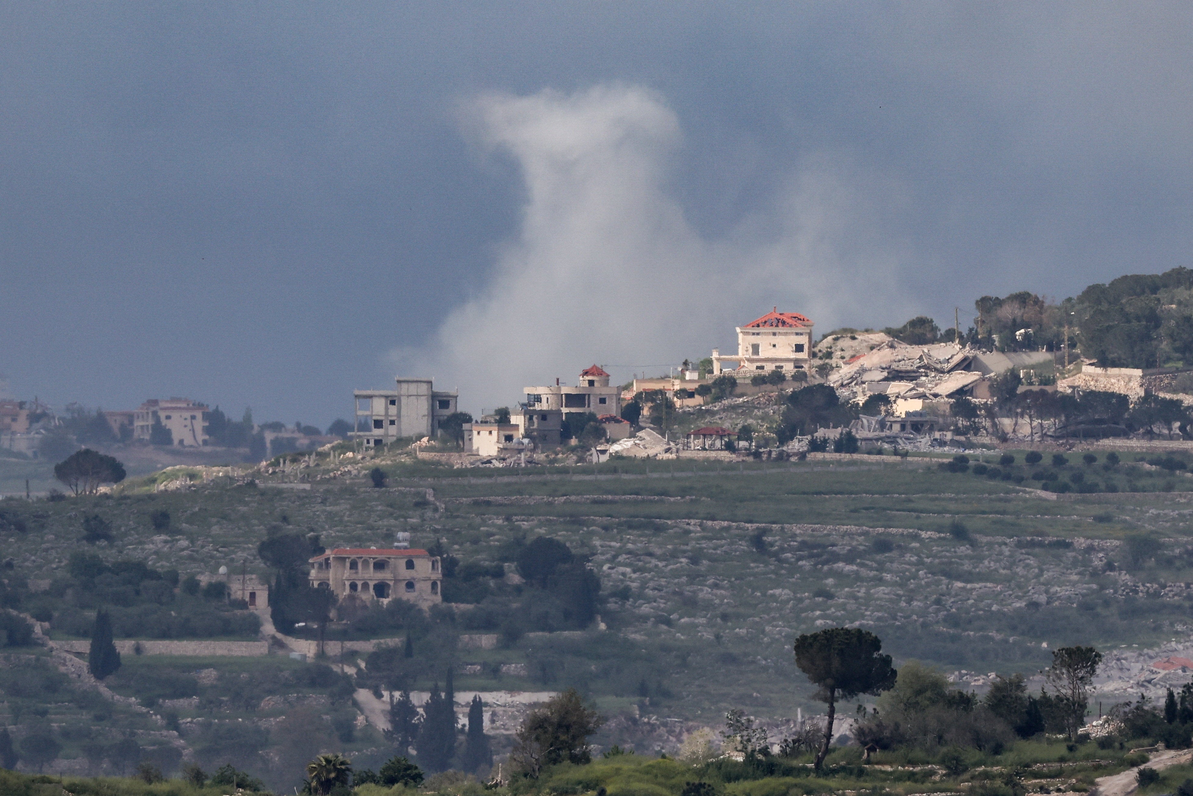 Smoke rises following an explosion in Lebanon, as seen from the Israeli side of the border with Lebanon