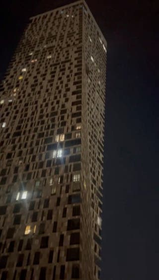 A building which was struck by a drone, amid the Russia-Ukraine conflict, in Moscow, Russia, in this screegrab obtained from a social media video released on May 4, 2026.