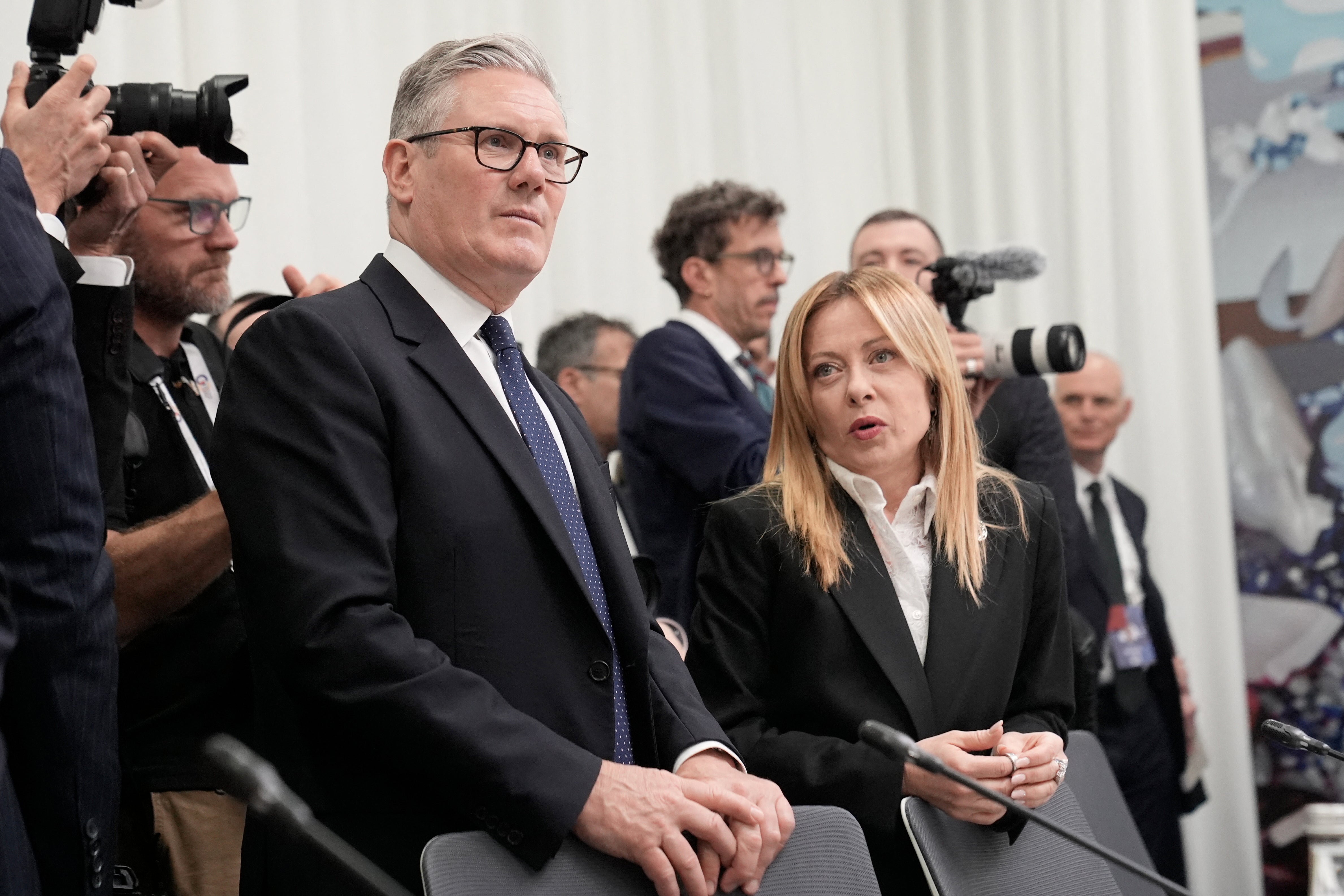 Keir Starmer and Italian Prime Minister Giorgia Meloni at the European Political Community (EPC) summit in Yerevan (Photo by Stefan Rousseau / POOL / AFP via Getty Images)