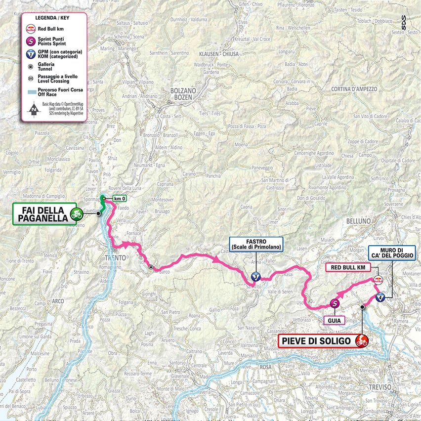 Giro d'Italia stage 18 map