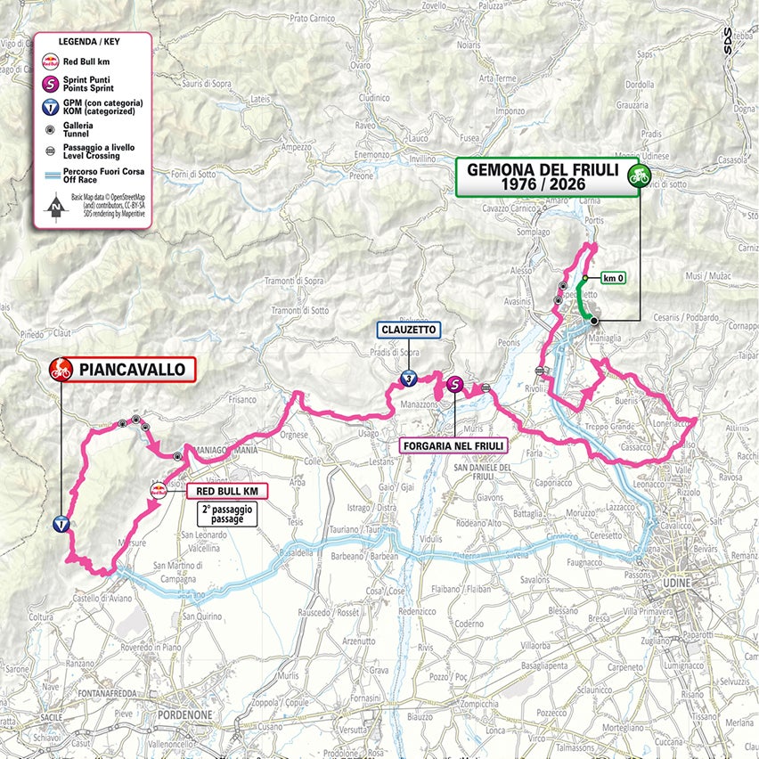 Giro d'Italia stage 20 map