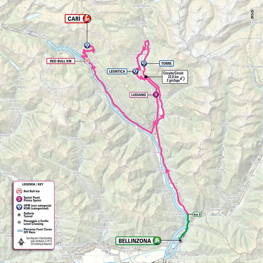 Giro d'Italia stage 16 map