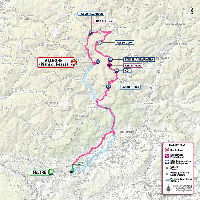 Giro d'Italia stage 19 map