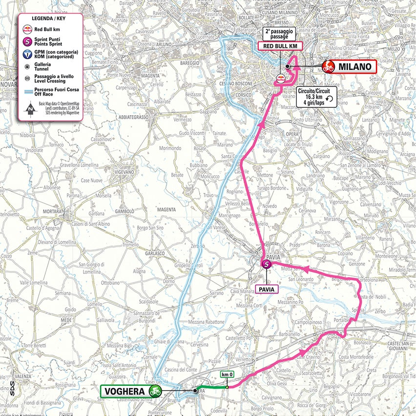 Giro d'Italia stage 15 map