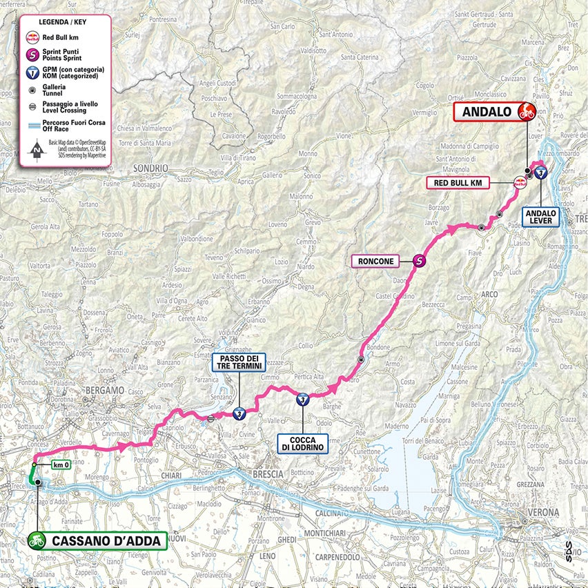 Giro d'Italia stage 17 map