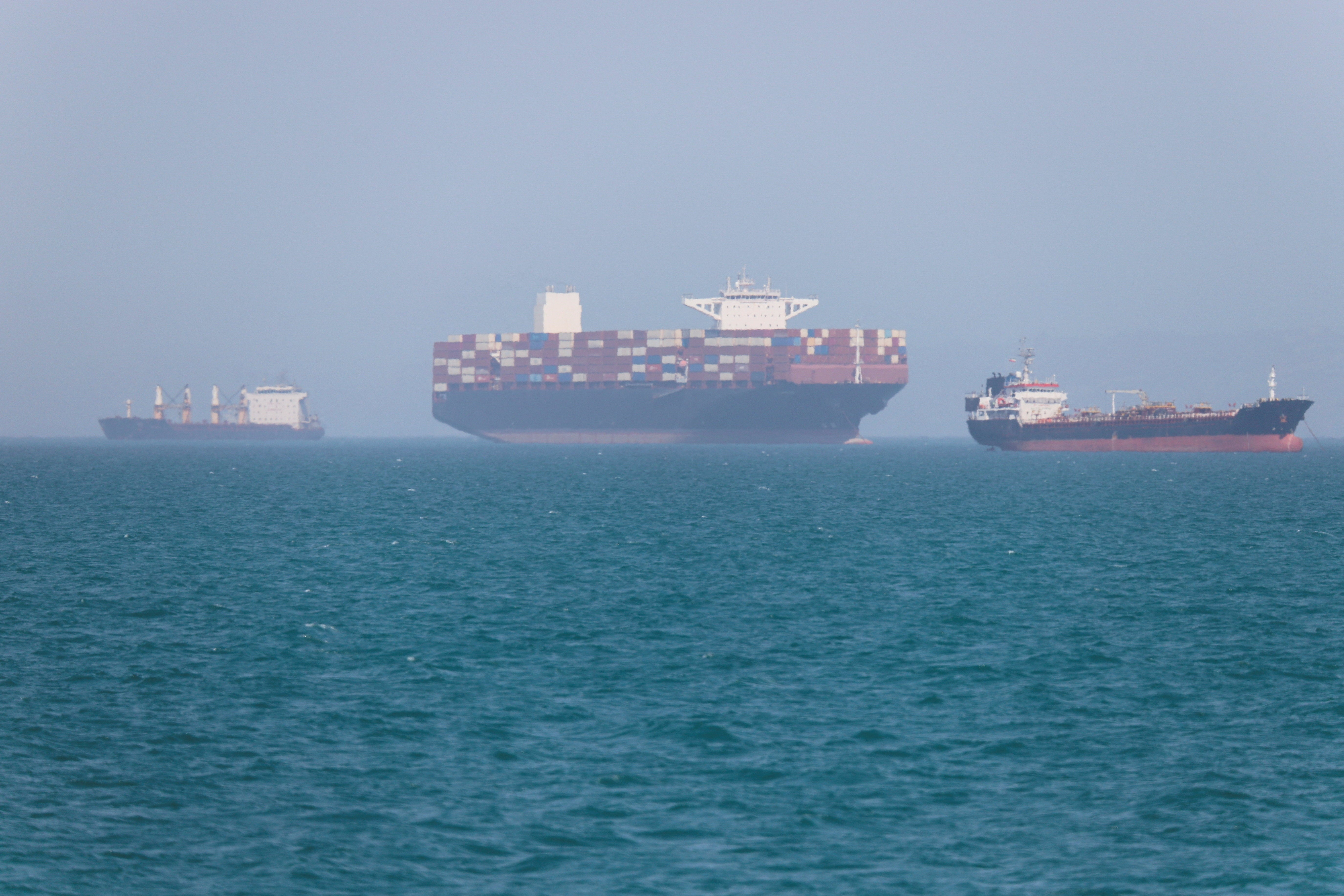 Many commercial vessels are stranded in the Strait of Hormuz