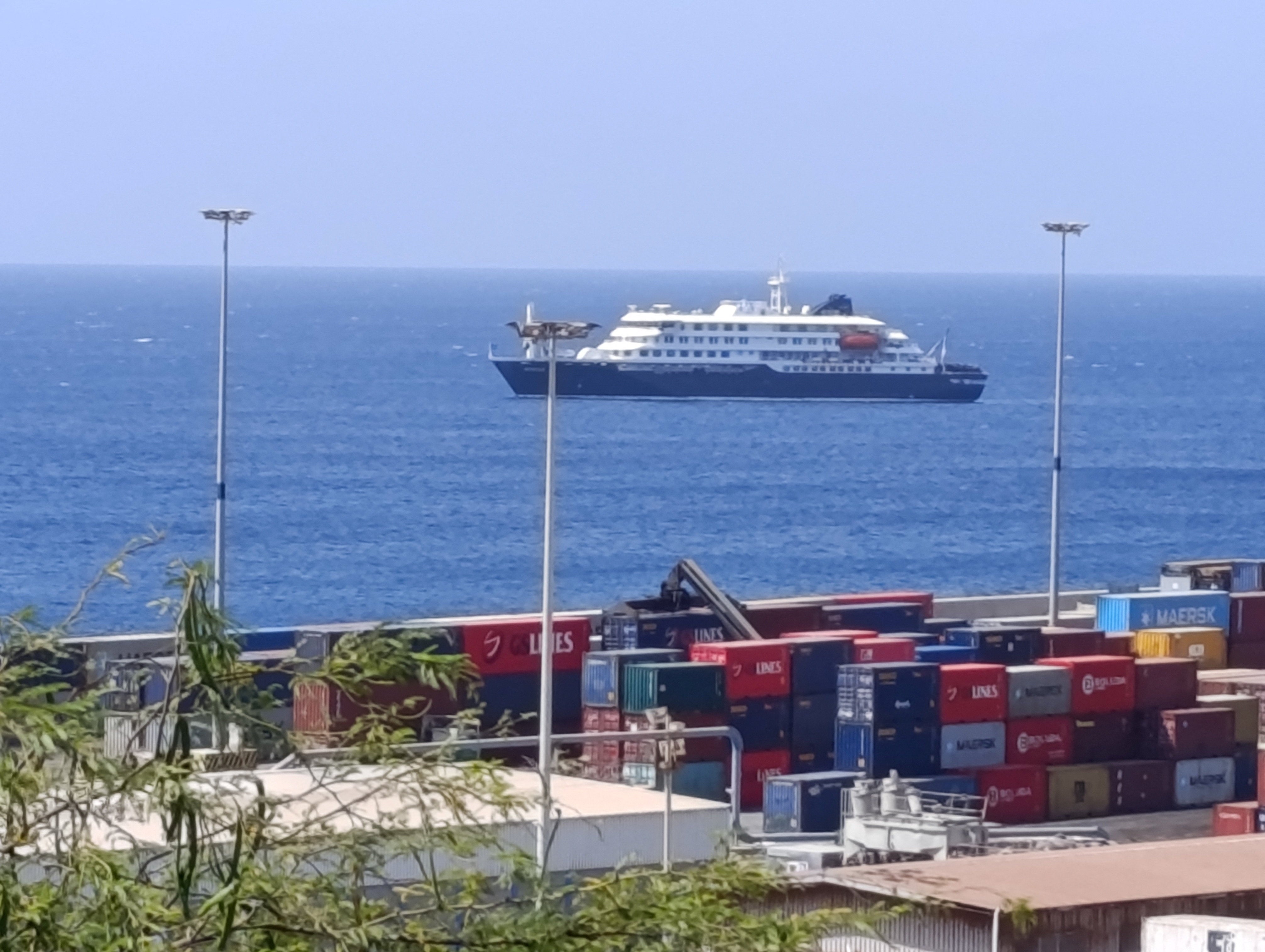 Cruise ship MV Hondius is seen docking off Cape Verde, Africa, on Sunday as an investigation into suspected cases of hantavirus aboard the vessel continued. Only one case has been traced to a variant of hantavirus so far but three others have died and two crew members have fallen ill with respiratory symptoms