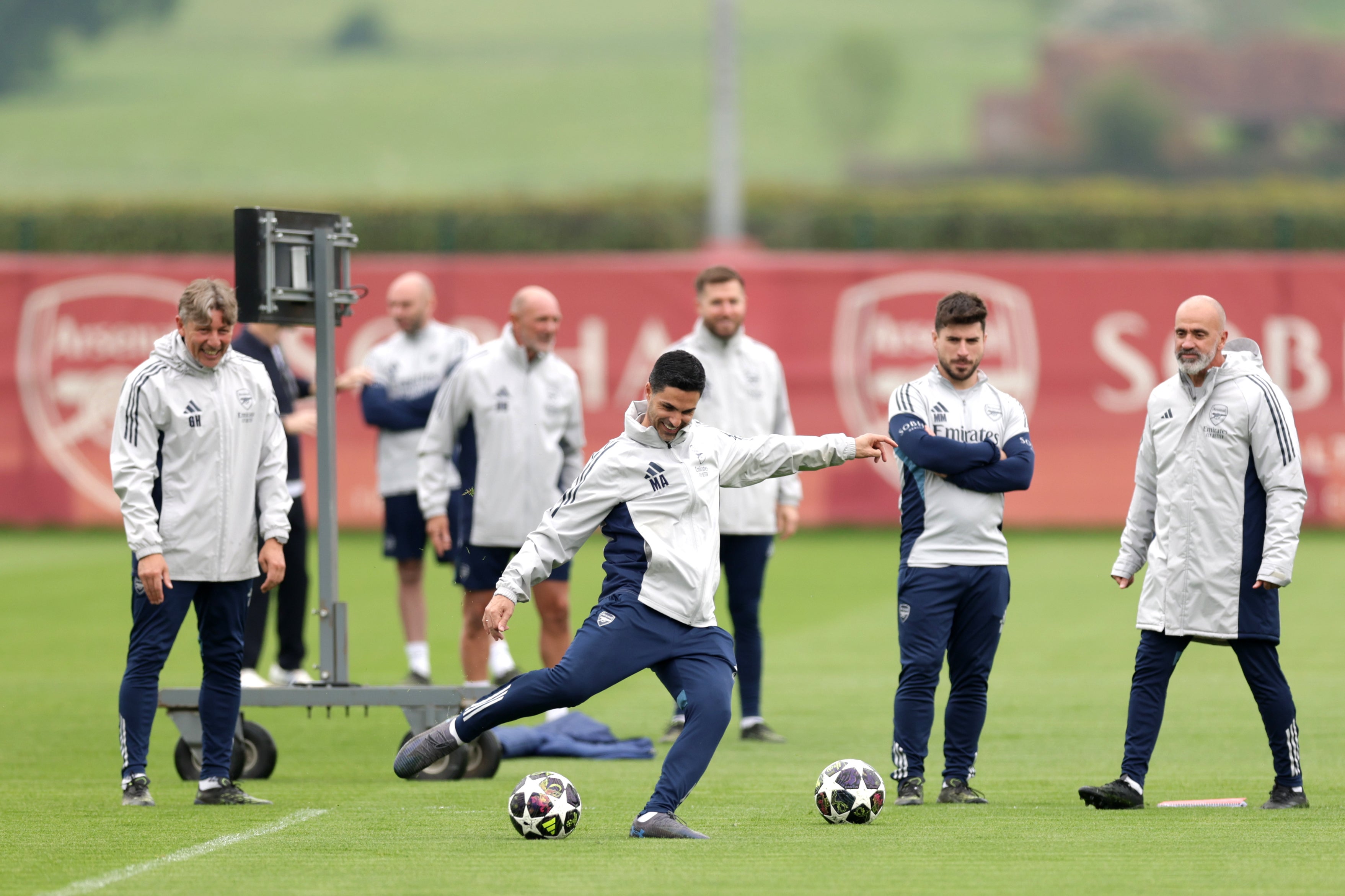 Mikel Arteta (centre) has received a couple of fitness boosts ahead of the game (Steven Paston/PA).