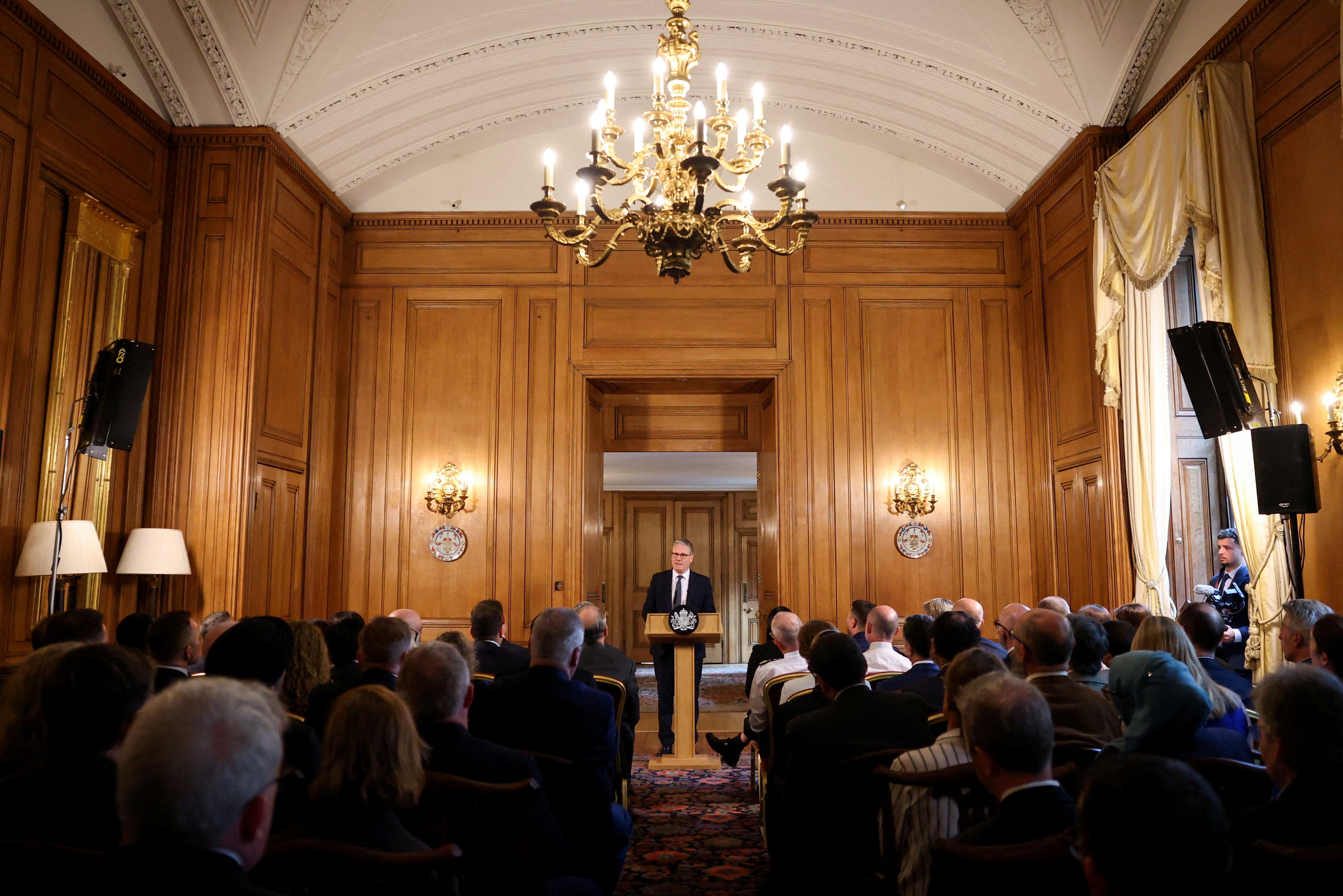 Sir Keir Starmer speaks during a meeting with leaders from across society to discuss tackling antisemitism