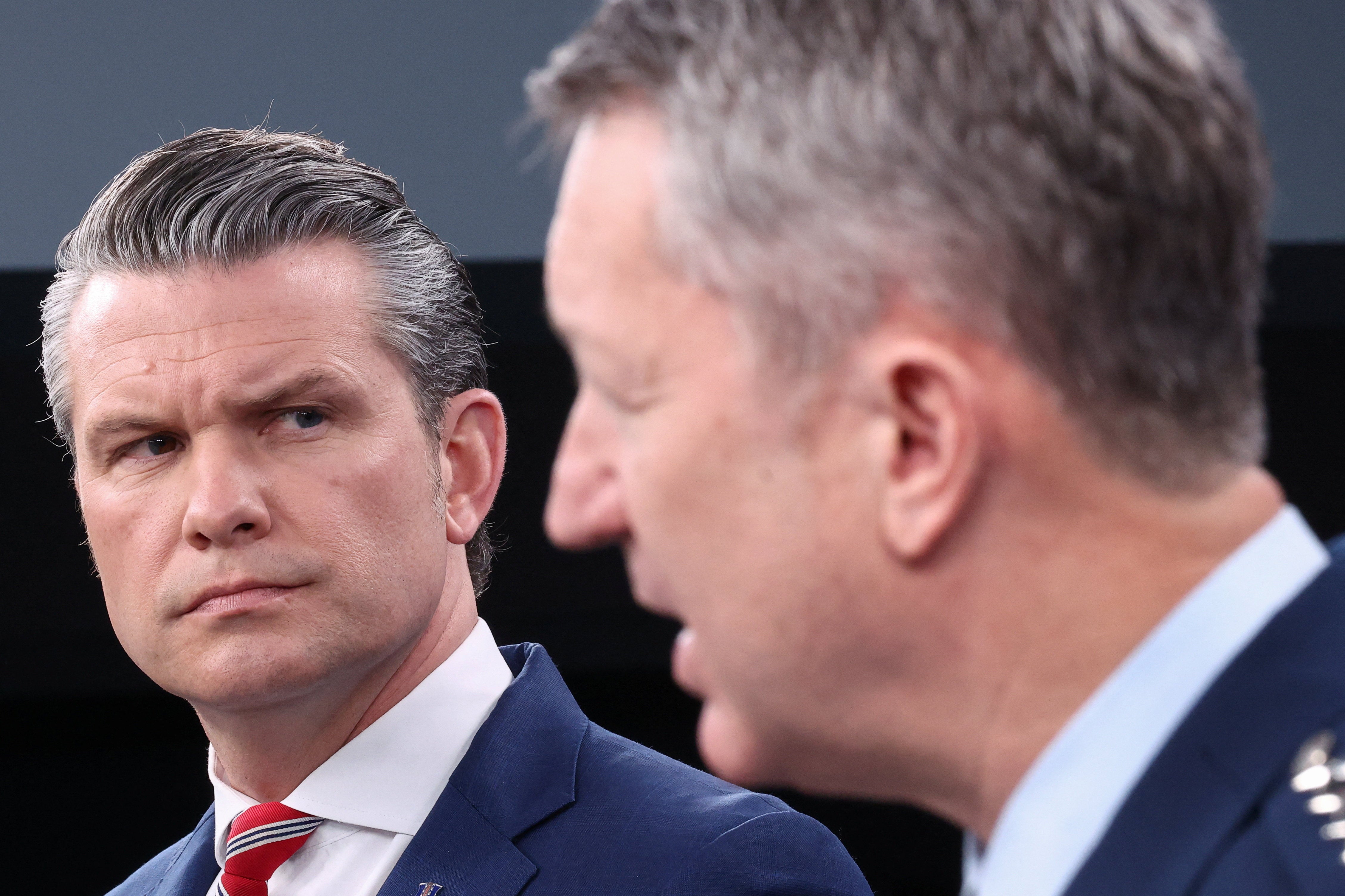 Pete Hegseth and Chairman of the Joint Chiefs of Staff General Dan Caine hold a briefing on the Iran war, at the Pentagon in Washington, D.C., U.S., May 5