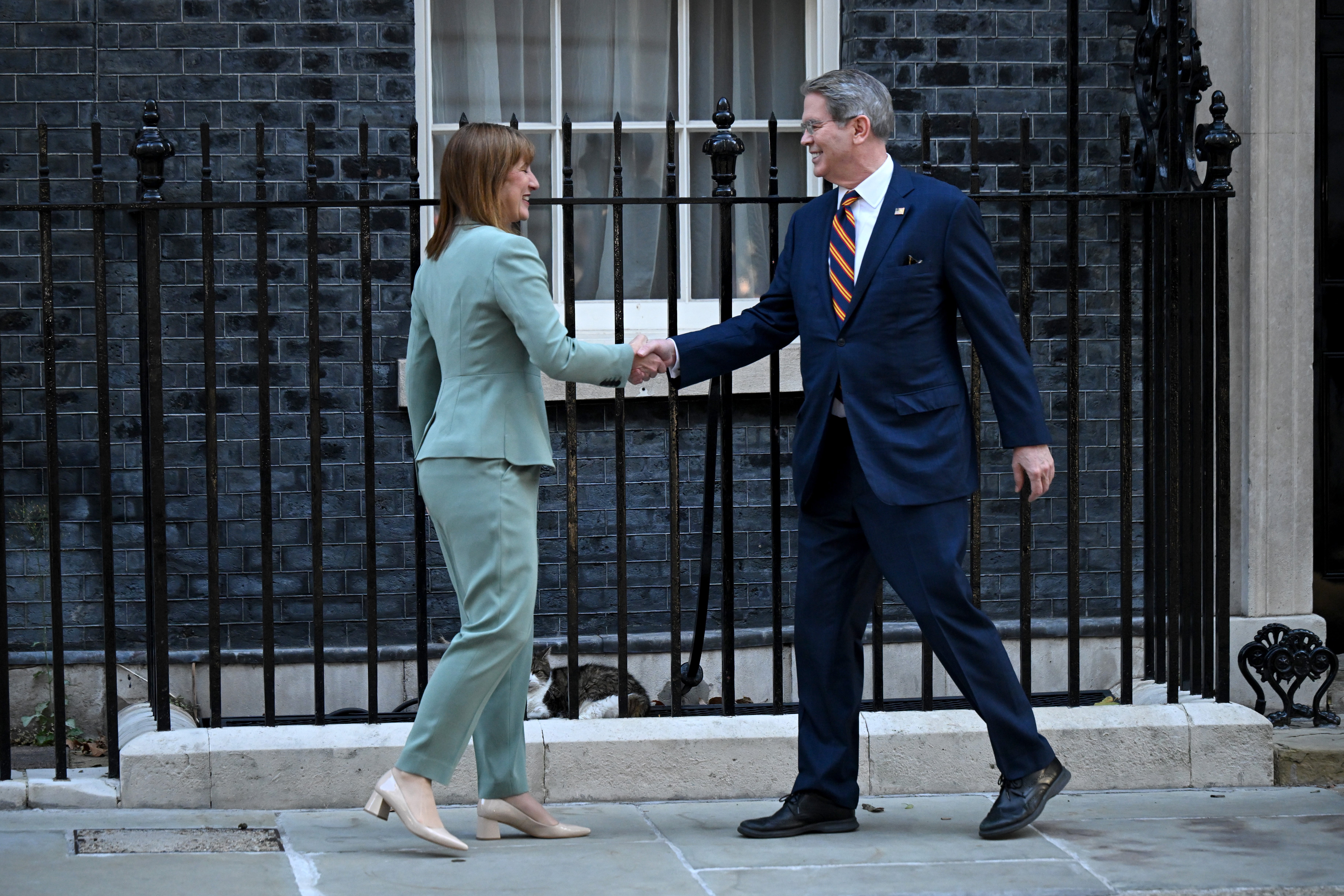 Rachel Reeves and Scott Bessent, outside No 11 in September 2025