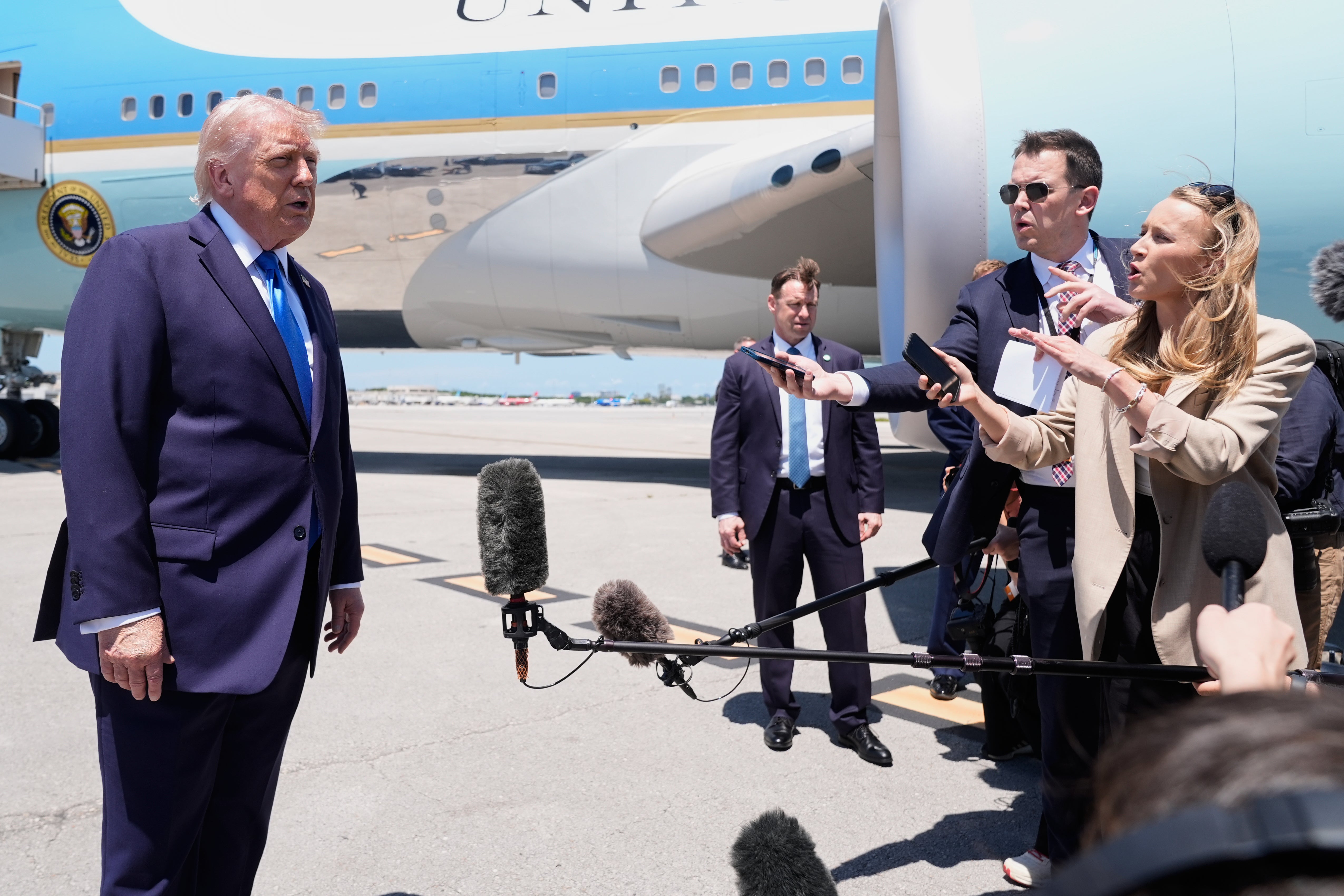 Palm Beach County commissioners are expected to vote Tuesday on an agreement that would permit the Florida county to use the president’s name for the airport hub and merchandise sold inside
