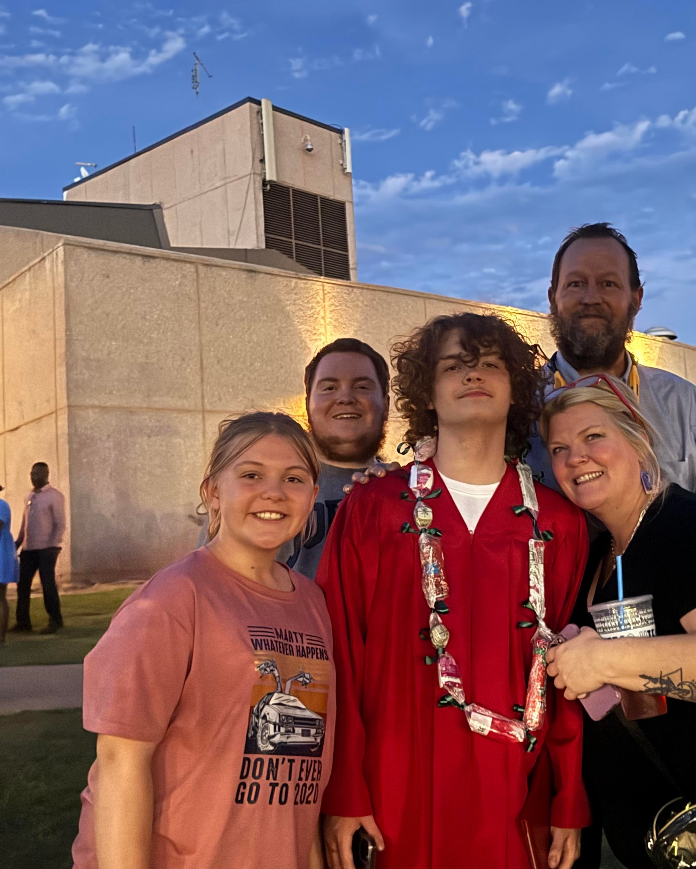 Jake Scoufos, 18, died of a drug overdose in December 2025. Three months later, a toxicology report revealed that the synthetic opioid known as cychlorphine contributed to his death. Scoufos, pictured in red with his mom Malisa, stepdad Brian, brother Bryson, and little sister Charly, had his whole life ahead of him