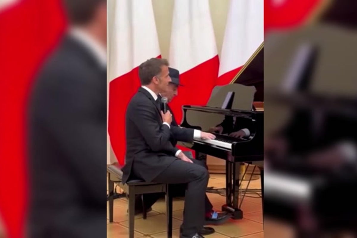 Emmanuel Macron sings at Armenia state dinner as Nikol Pashinyan joins on drums