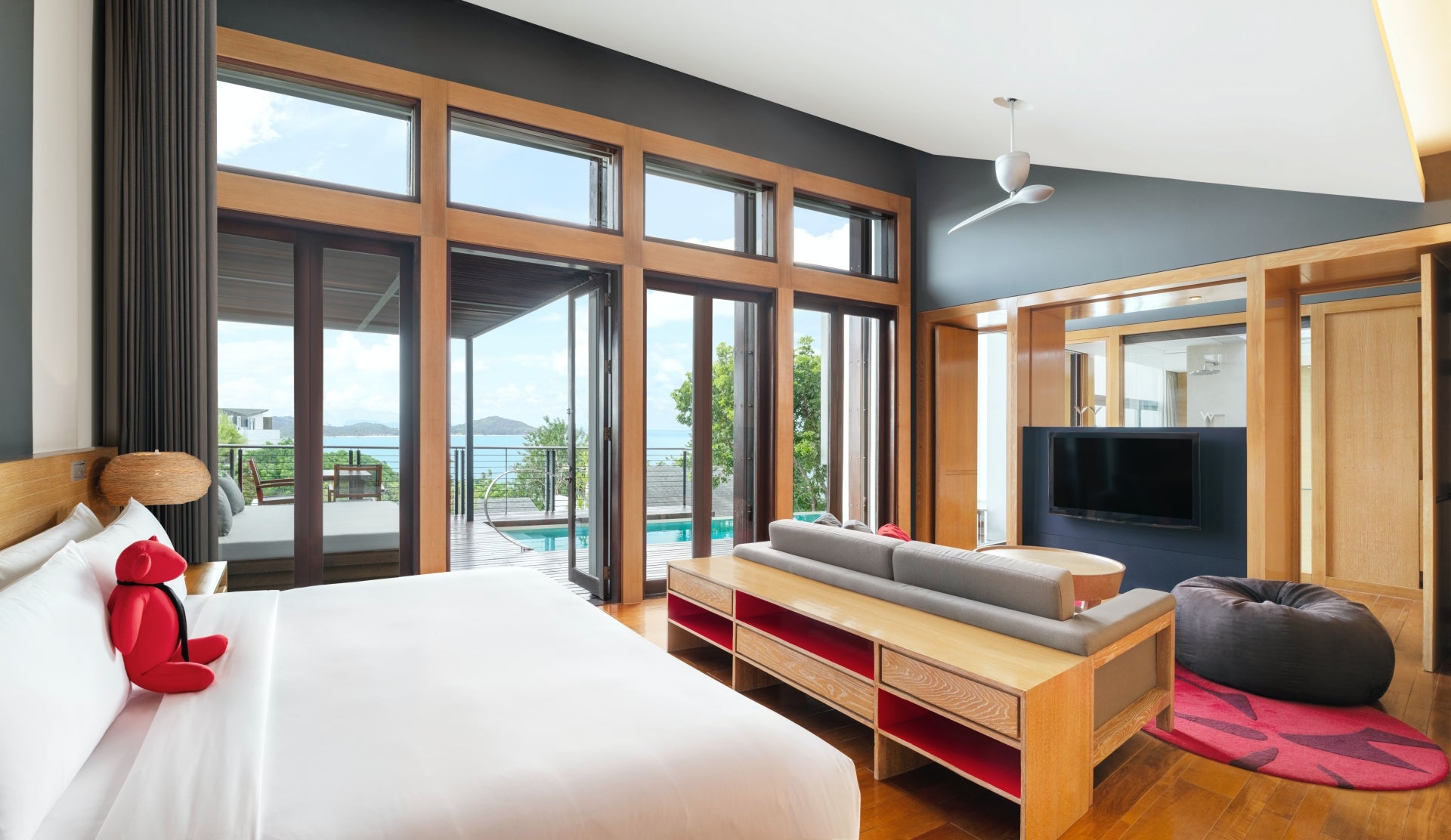 The Premier Beachfront Villa features a king-size bed