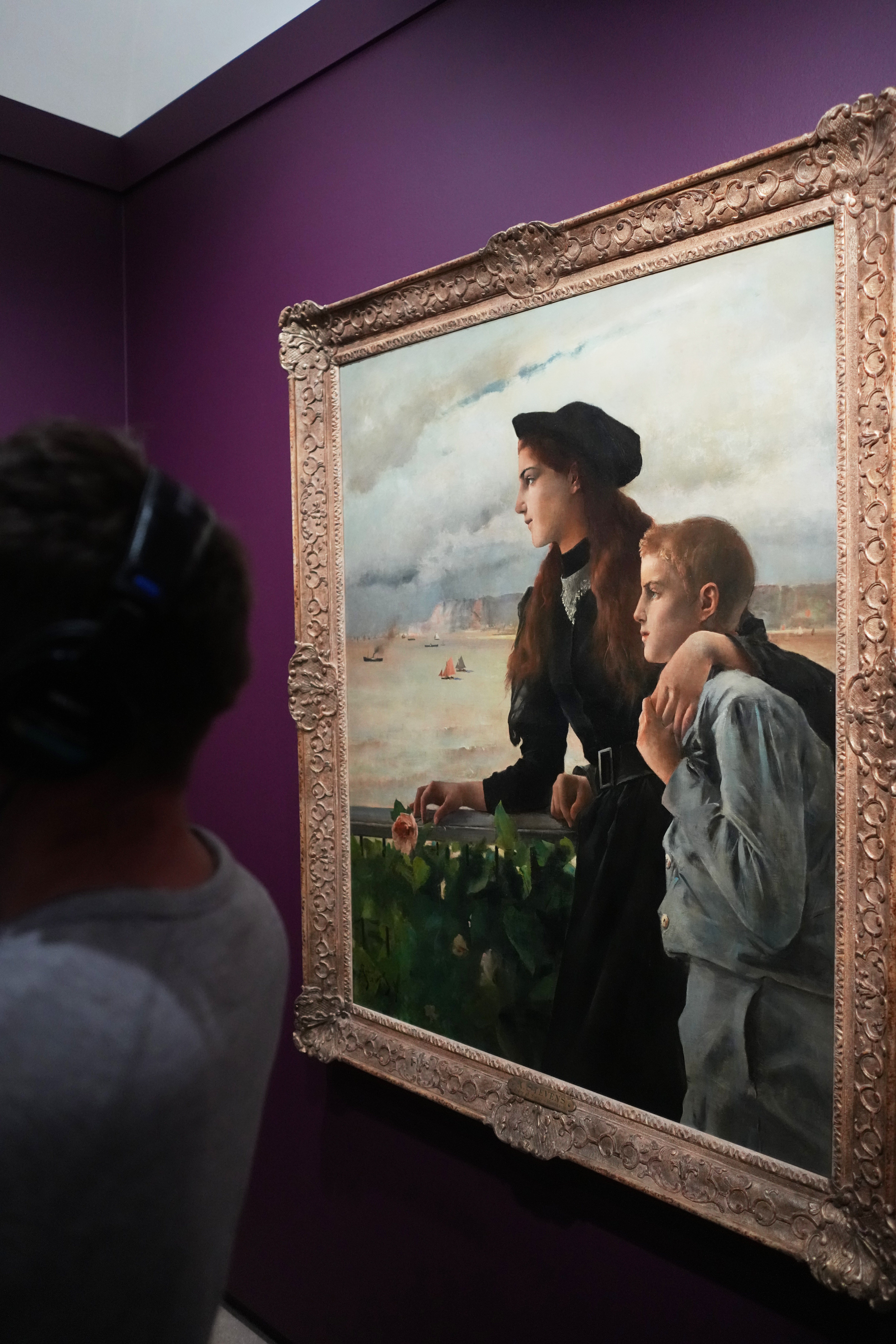 Belgian artist Alfred Stevens titled Frère et soeur devant la mer a Honfleur is on exhibit at the Musée d'Orsay museum's new permanent gallery