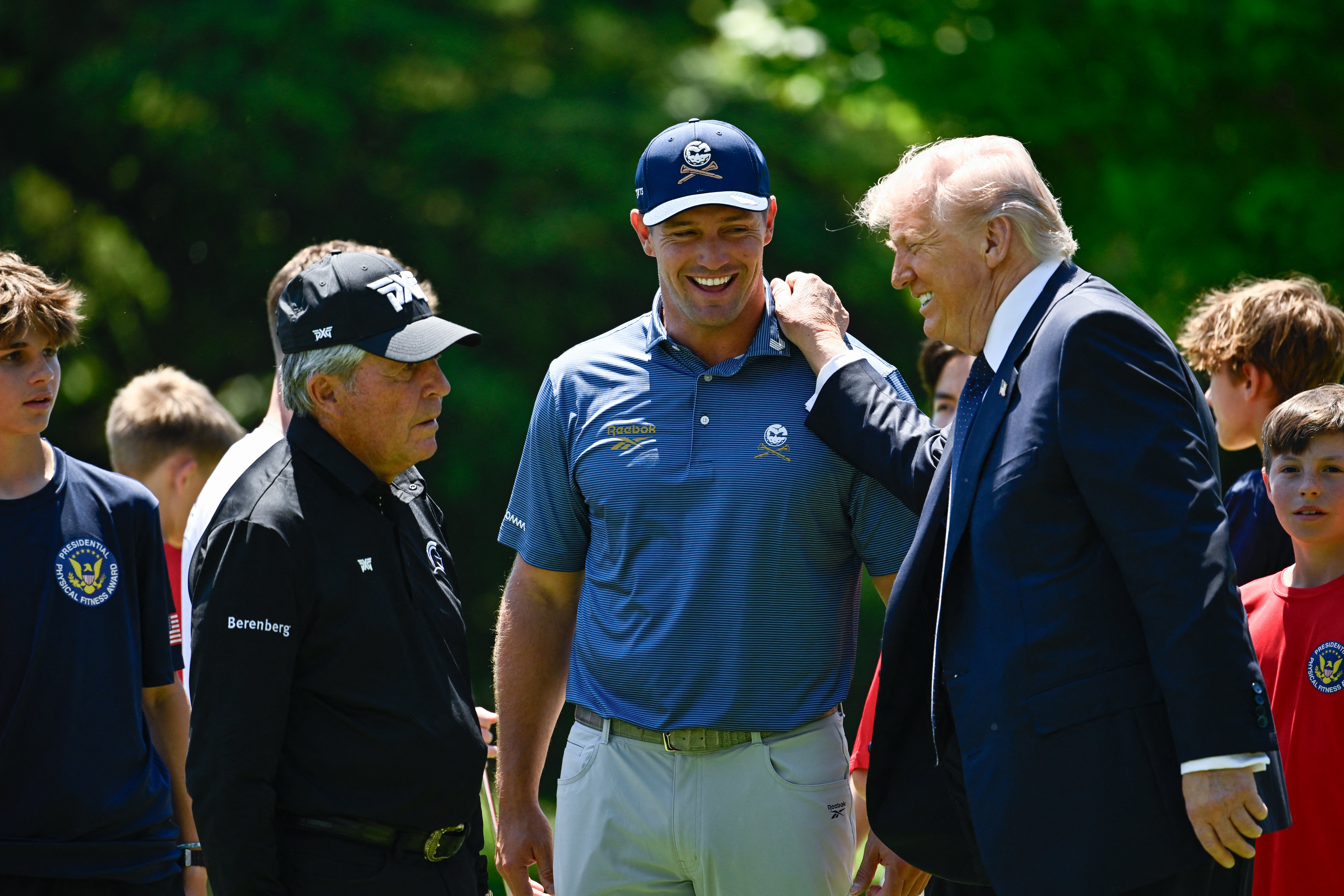 Bryson DeChambeau has hosted Donald Trump (right) on his YouTube channel
