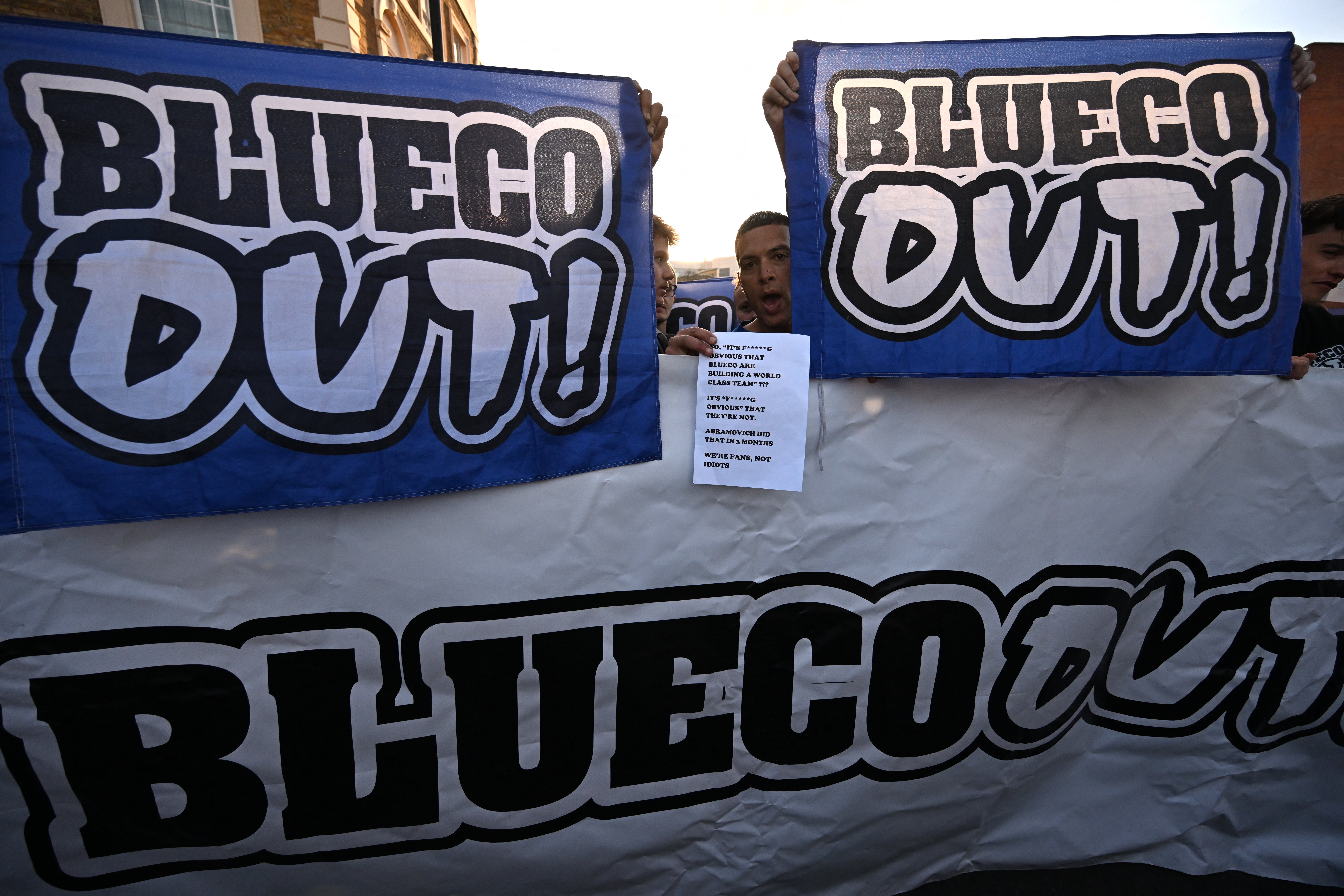 Chelsea fans have protested against the BlueCo group that owns the club