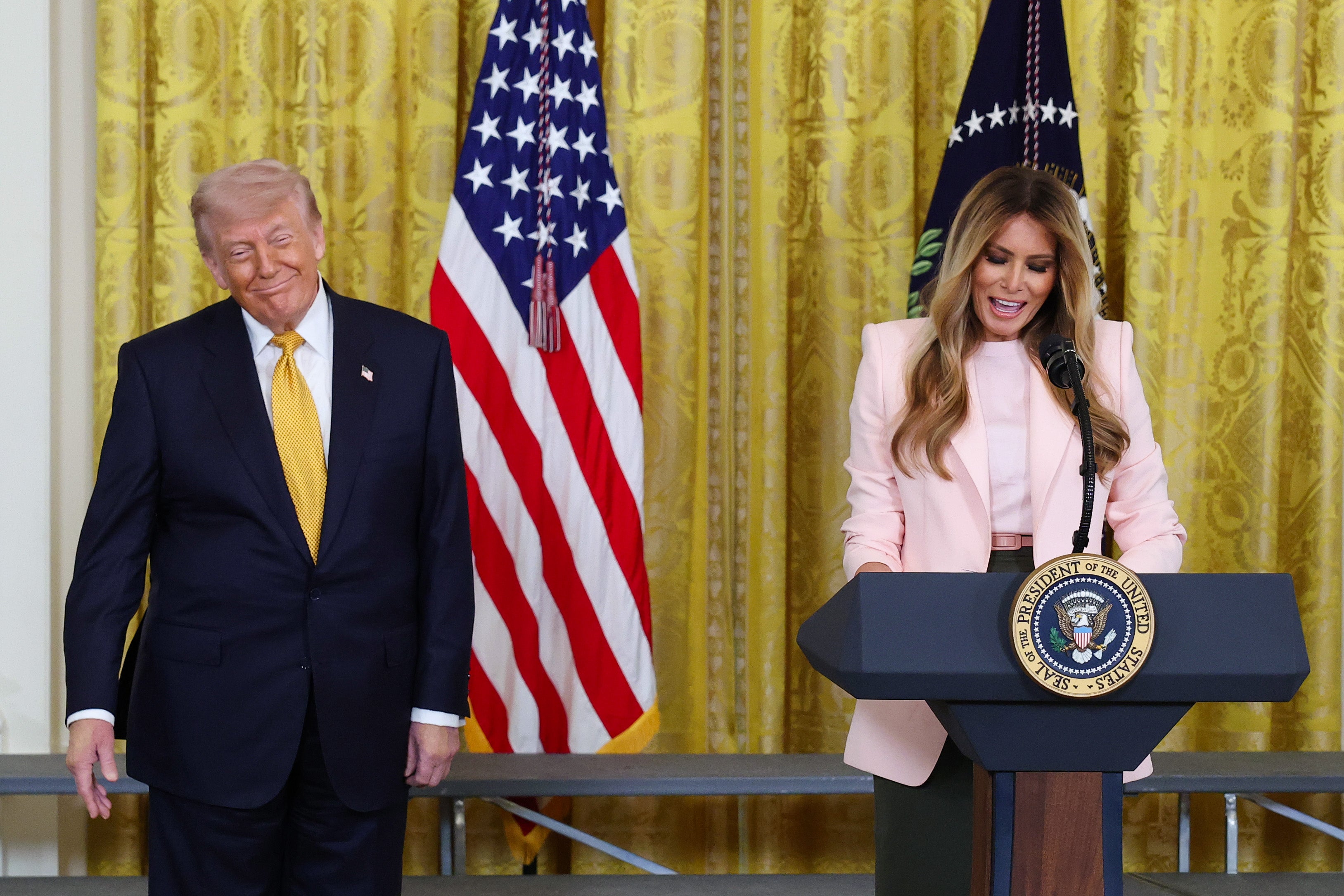 First lady Melania Trump spoke at a Mother’s Day military tribute alongside her husband, President Donald Trump. During her speech, Melania talked about the soldiers killed during the Iran war