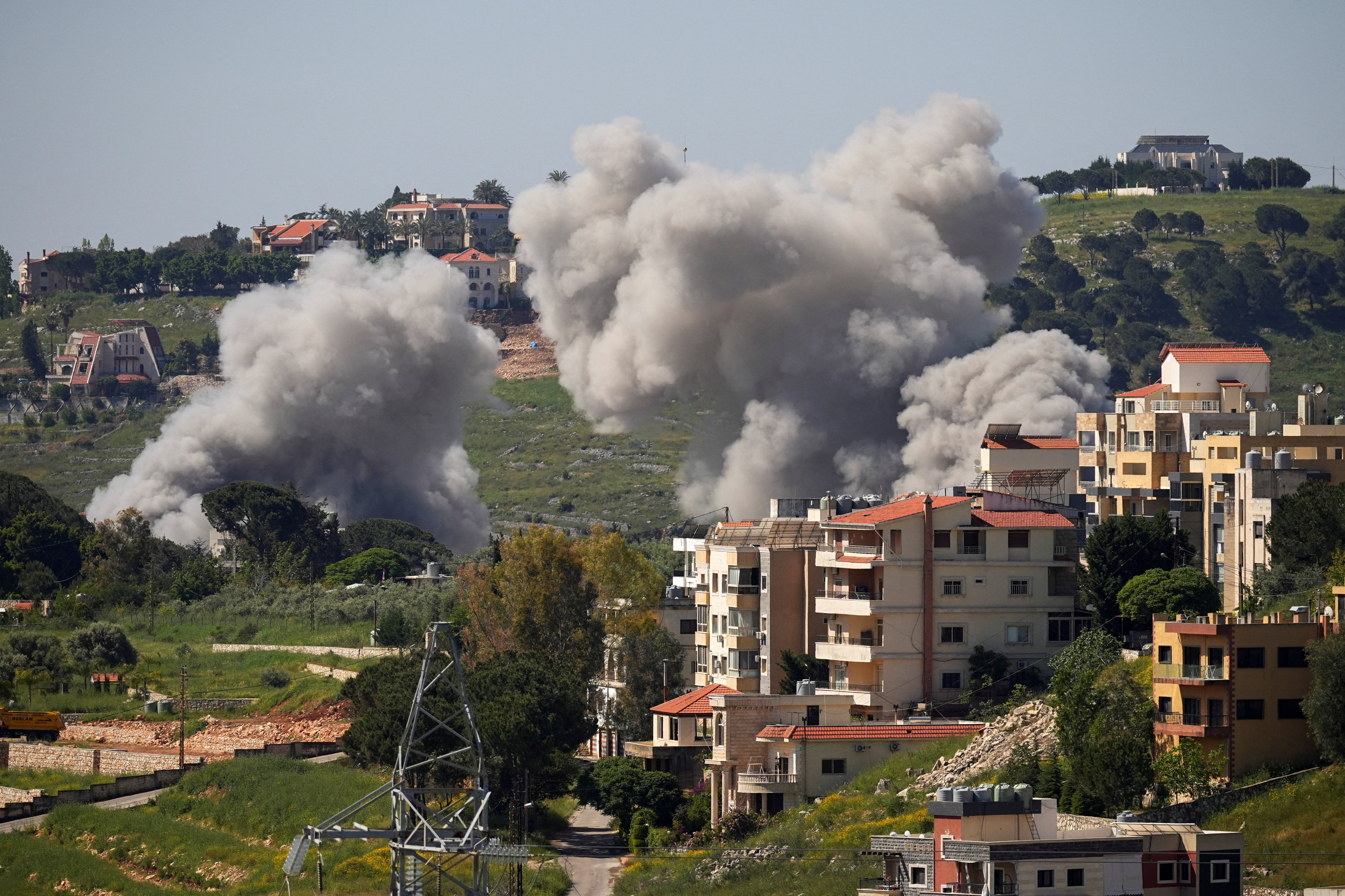 Smoke rises following Israeli strikes in Nabatieh, Lebanon, on Thursday