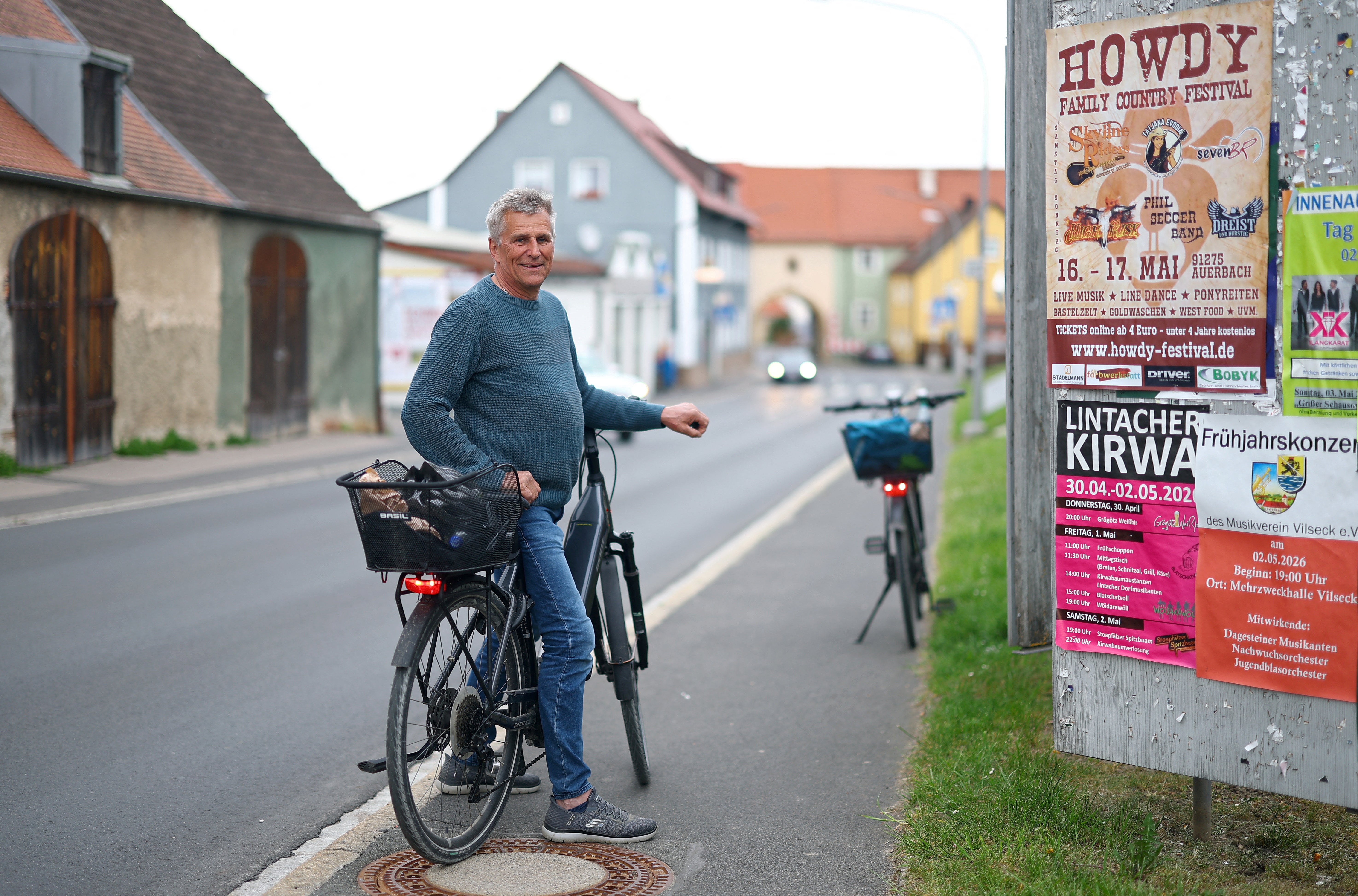 Albin Merkl, 66, poses for a photo on the street in Vilseck, Germany, May 4, 2026