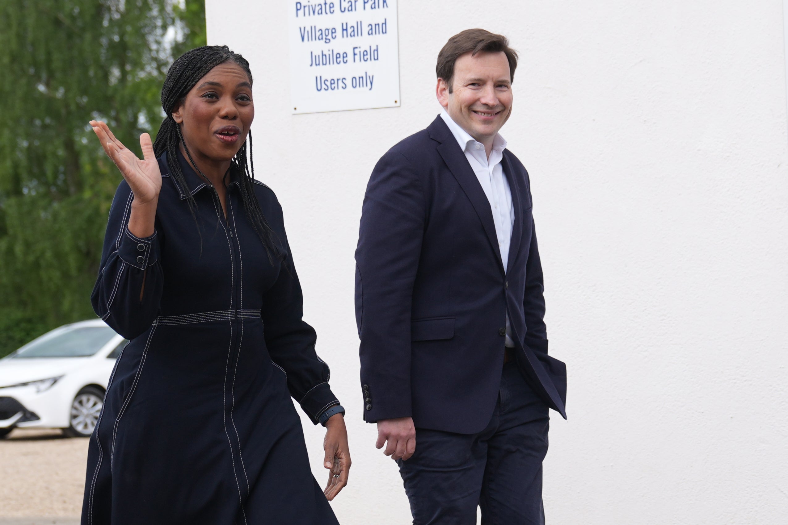 Kemi Badenoch and her husband Hamish Badenoch arrive to cast their votes