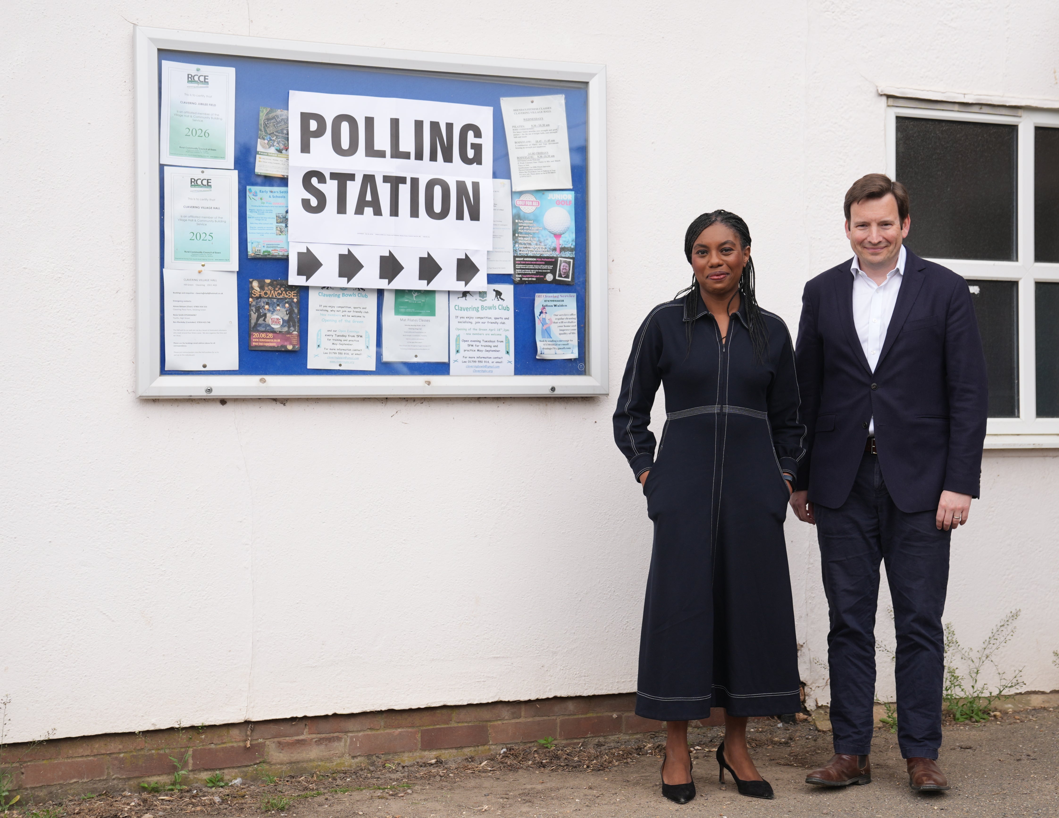 The Tory leader cast her vote in Clavering Village Hall in Saffron Walden, north west Essex