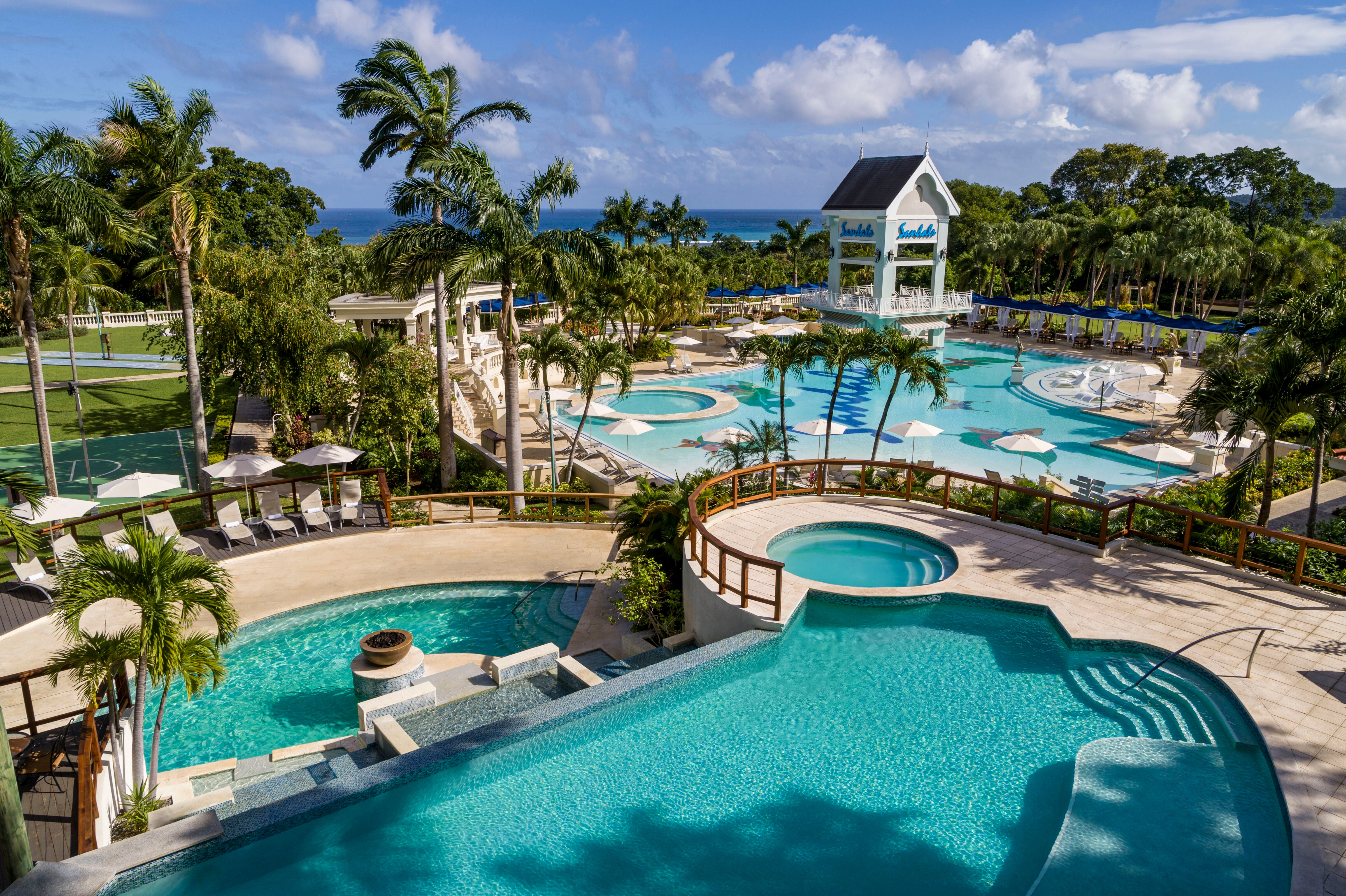 Enjoy palm-lined pools and a buzzing beach club at this gorgeous Jamaican retreat