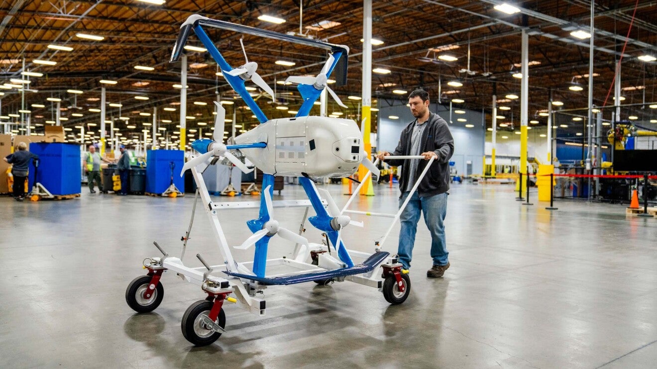 The drone makes about the same noise 'as an average van delivery', Amazon has said