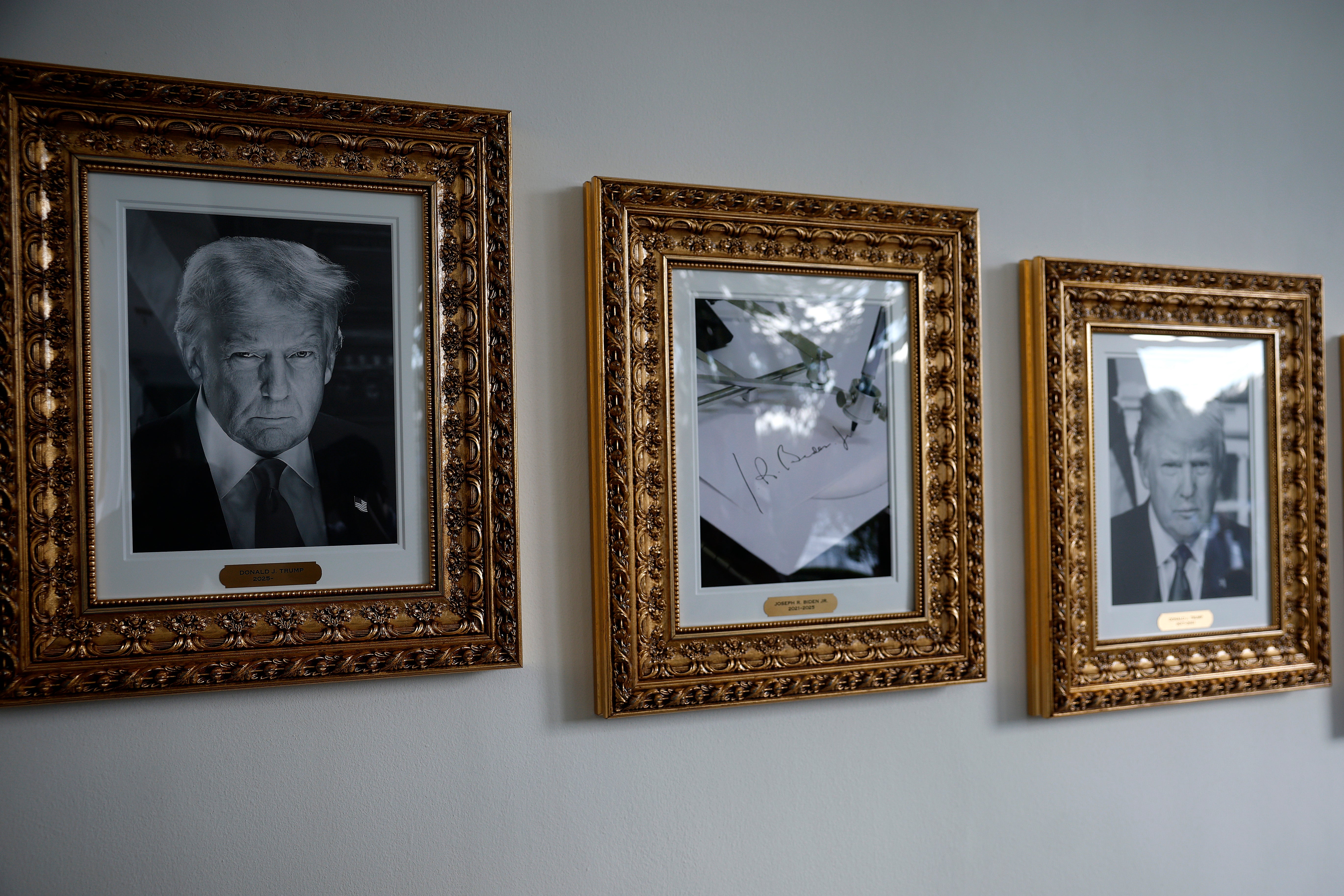 Trump hung a photo of an autopen instead of a portrait of former President Joe Biden on the Presidential Walk Of Fame