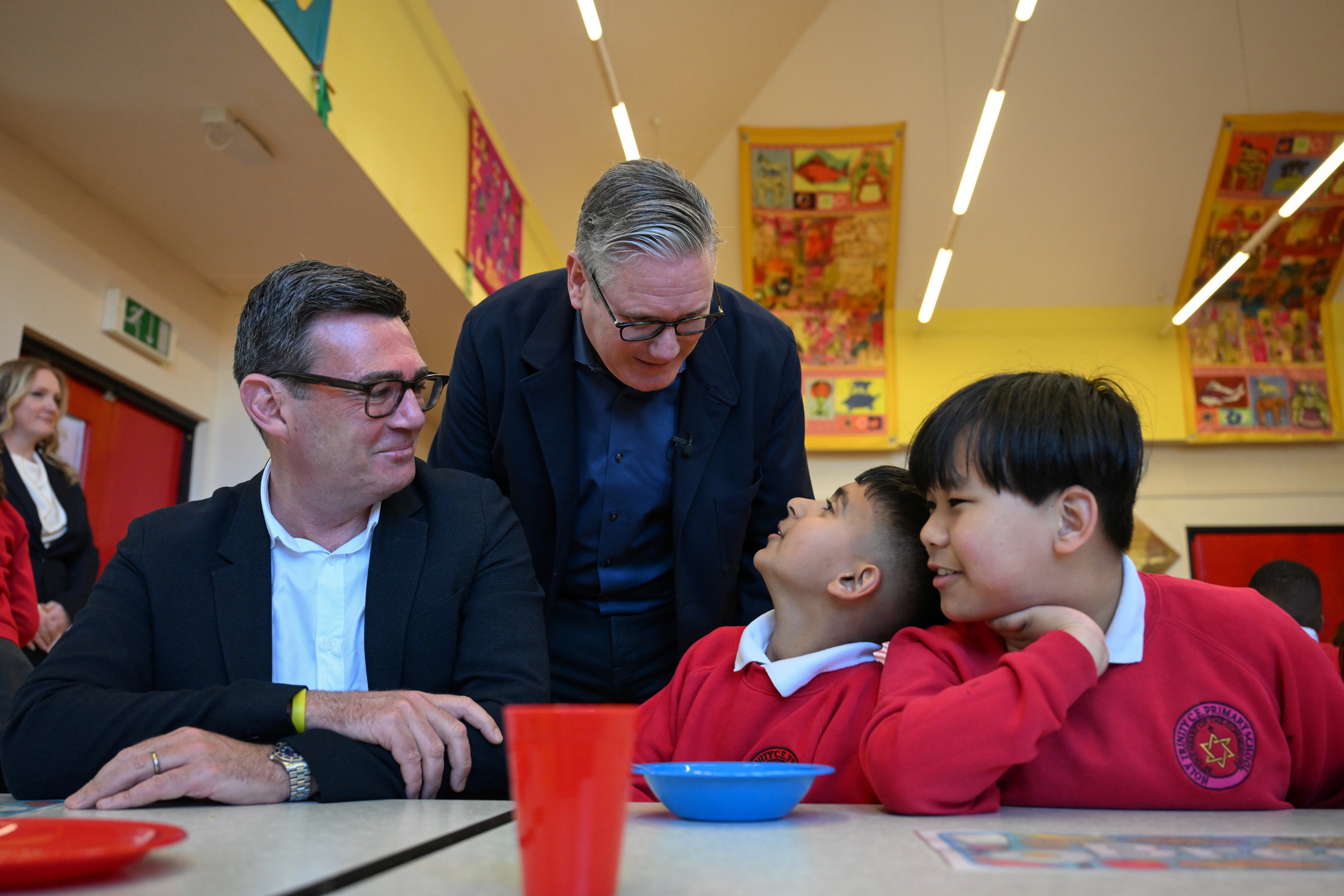 Andy Burnham joins the PM on a school visit in the weeks ahead of local elections