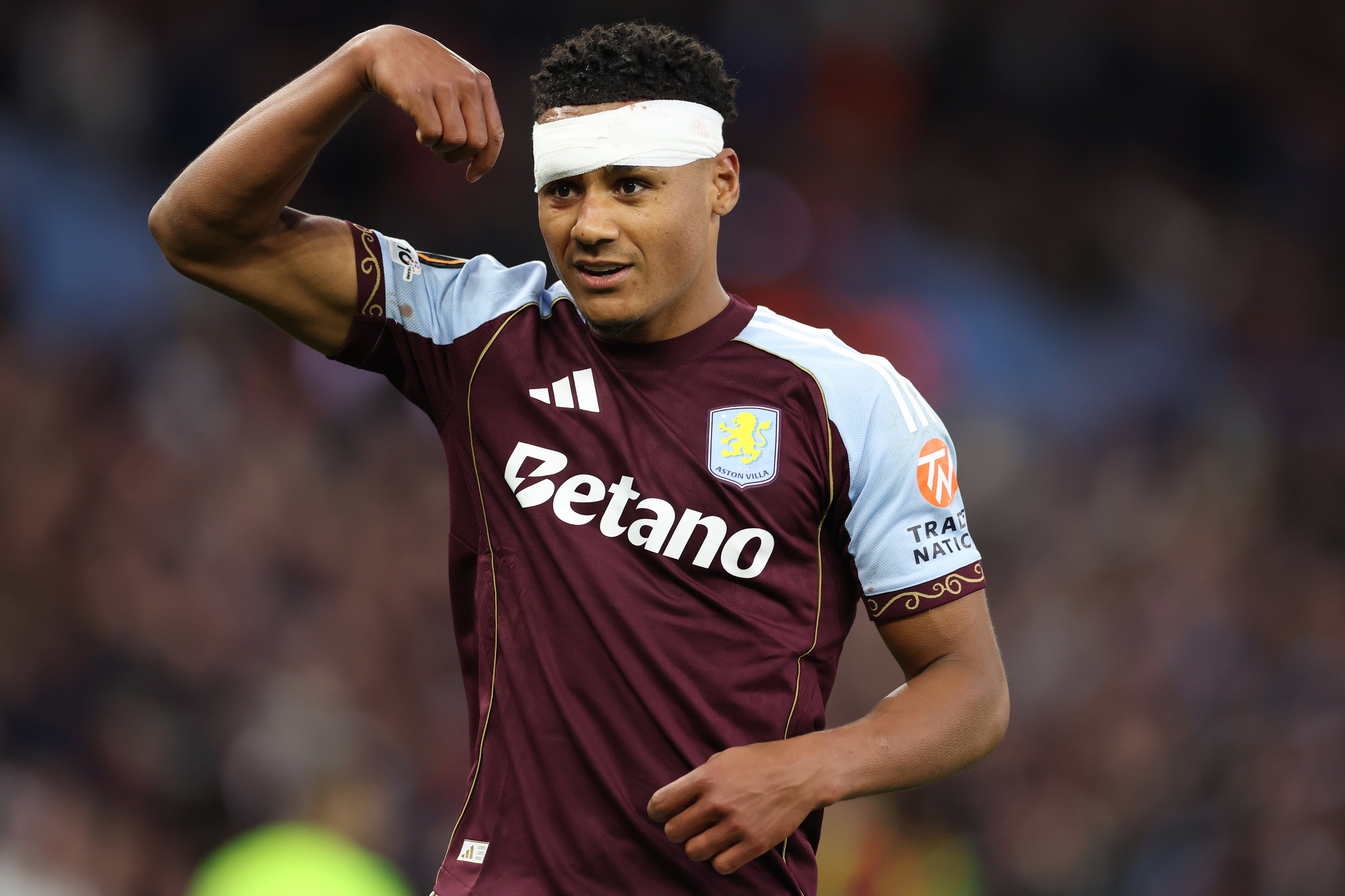 Watkins celebrates scoring against Nottingham Forest in the Europa League semi-finals