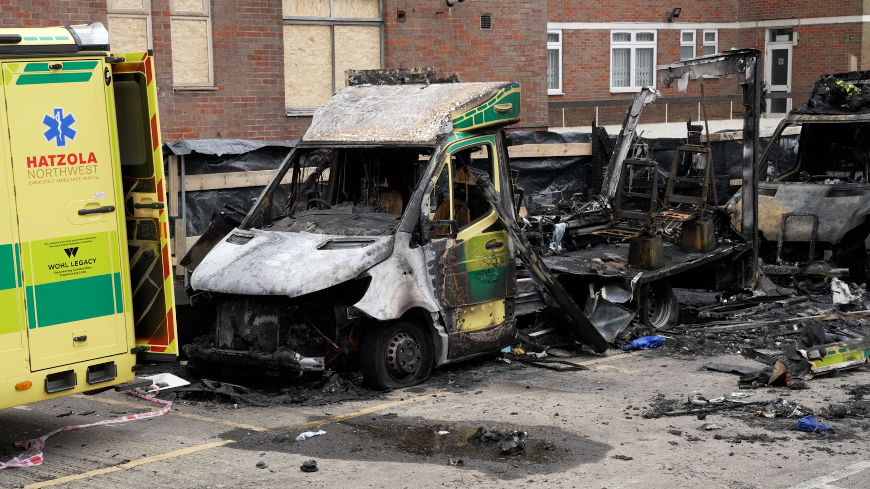Four ambulances were set alight in Golders Green