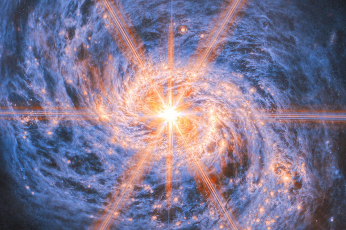 NASA Telescope Captures Bright Heart of Spiral Galaxy 45 Million Light-Years Away