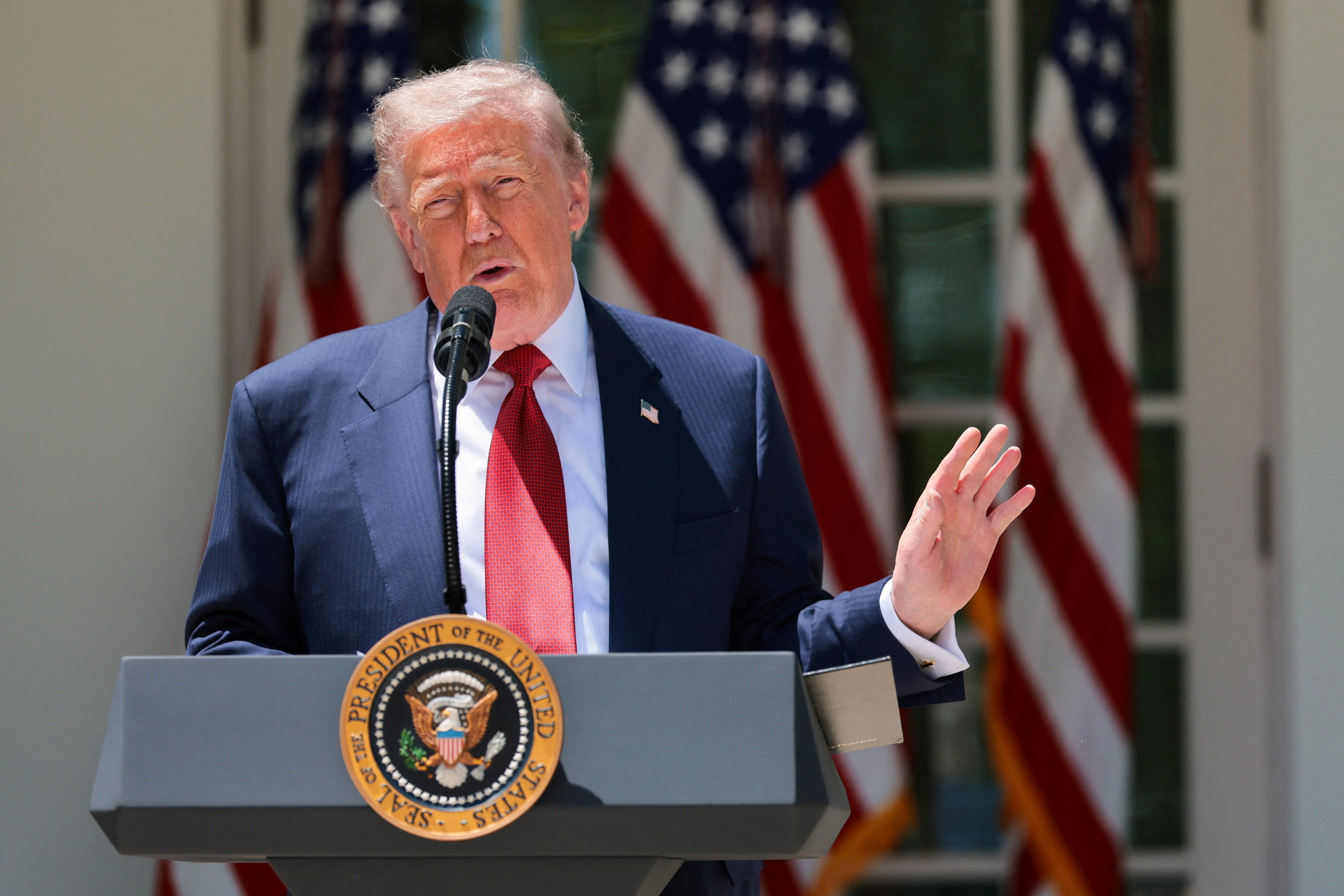 Donald Trump delivers remarks to a Mother’s Day reception for Gold Star mothers, whose children died while serving in the U.S. armed forces, and also to mothers the White House is describing as 'Angel Mothers’ who are the parents of people killed by immigrants in the U.S. illegally