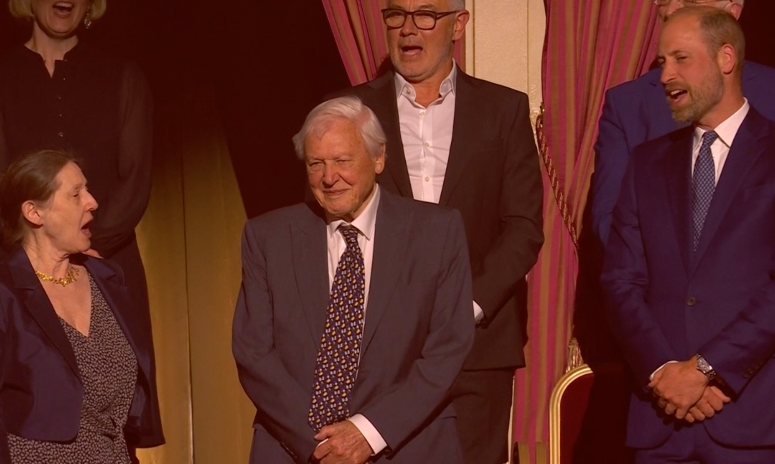 Sir David Attenborough hears the Royal Albert Hall sing 'Happy Birthday'