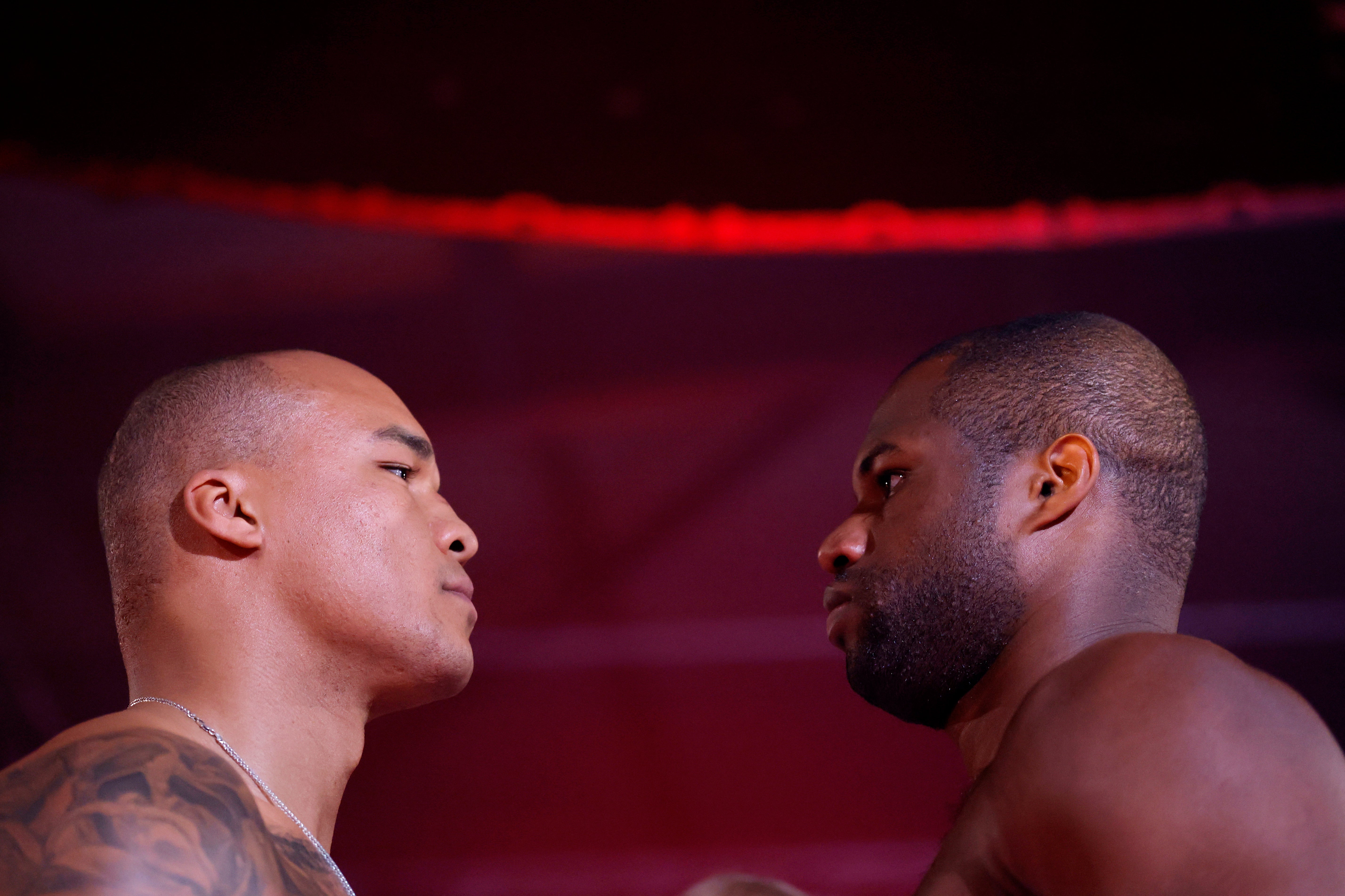 Fabio Wardley (left) and Daniel Dubois during their final pre-fight face-off