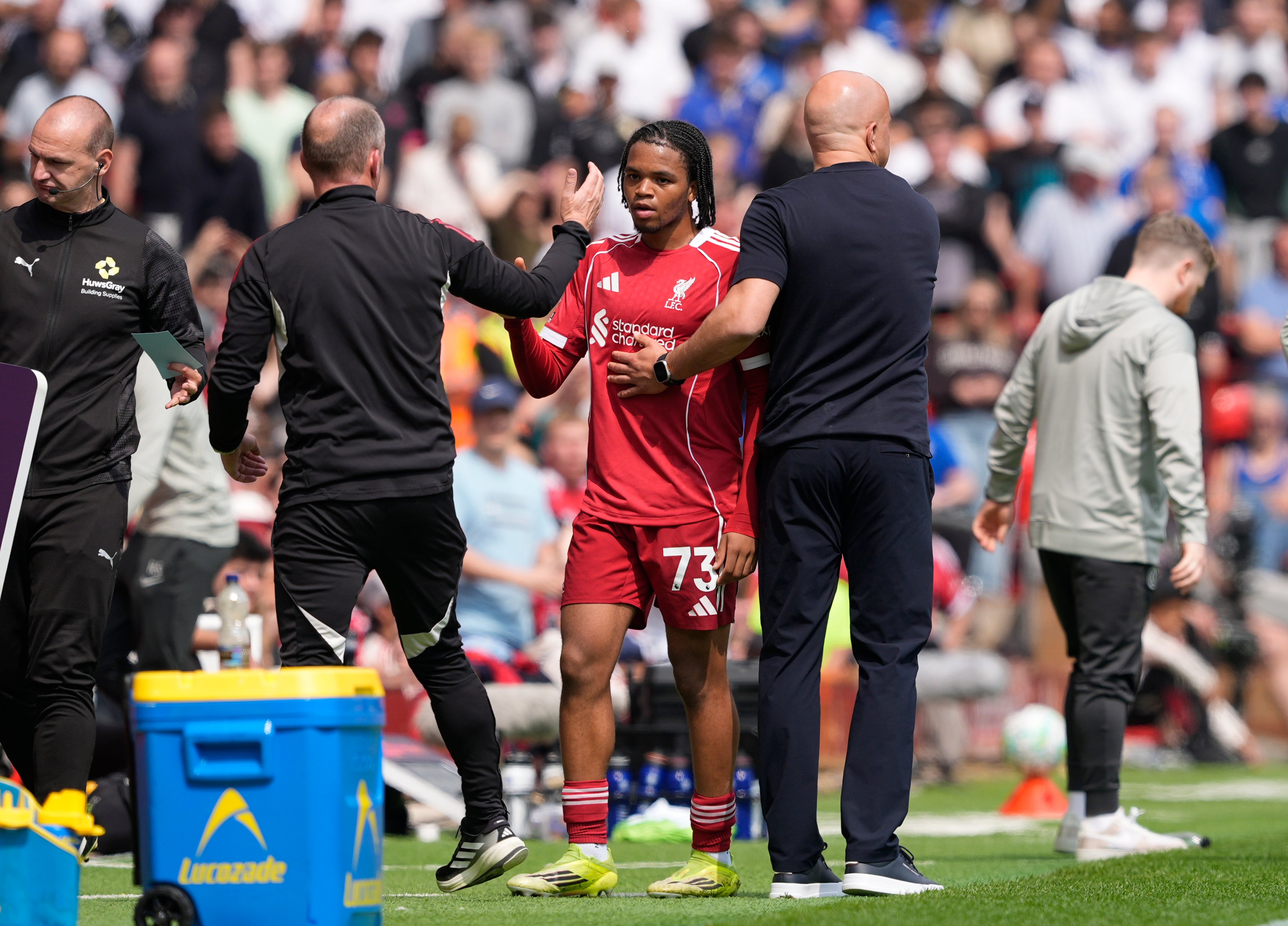 Liverpool fans booed Arne Slot after he substituted youngster Rio Ngumoha