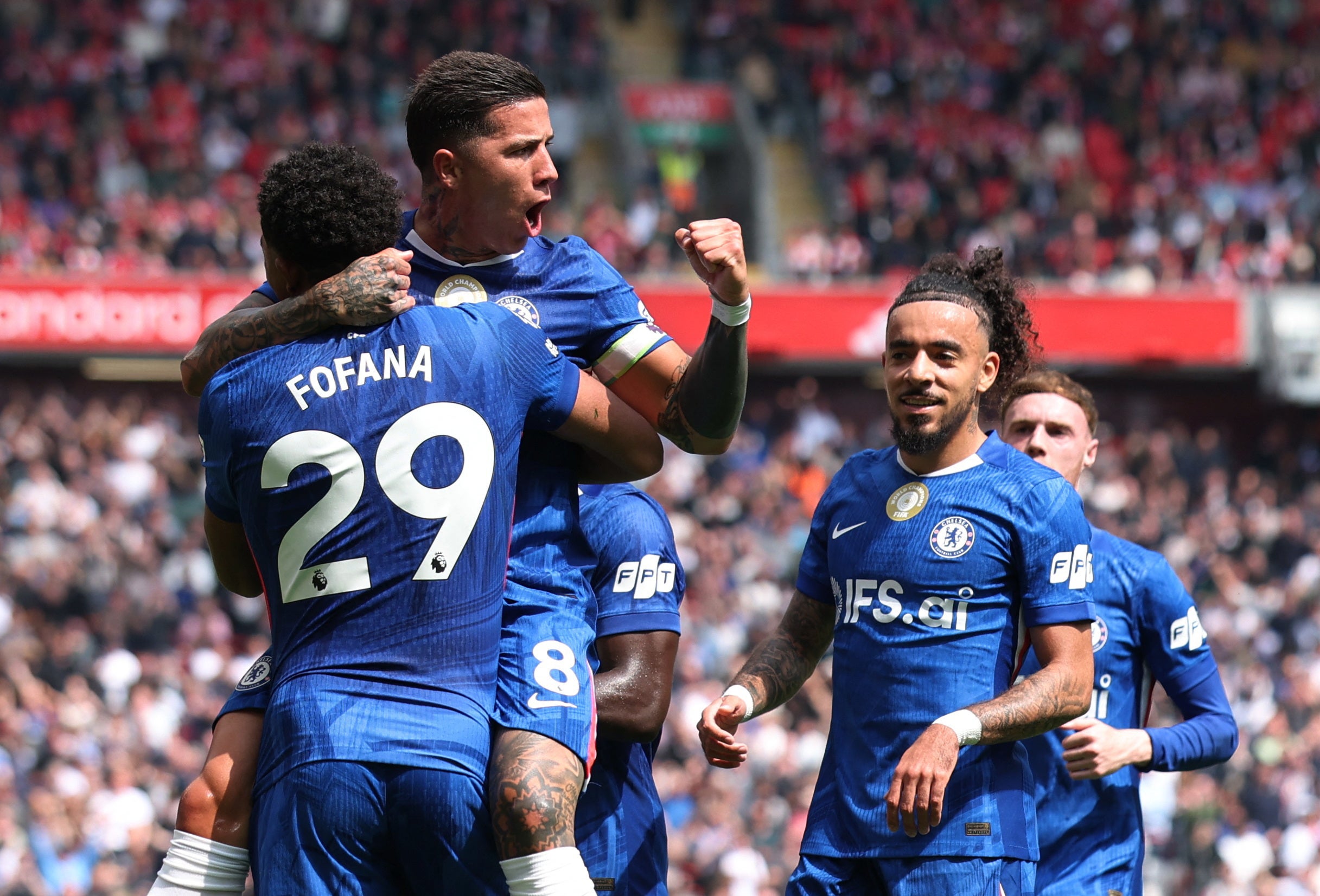 Enzo Fernandez scored from a direct free kick to give Chelsea the equaliser