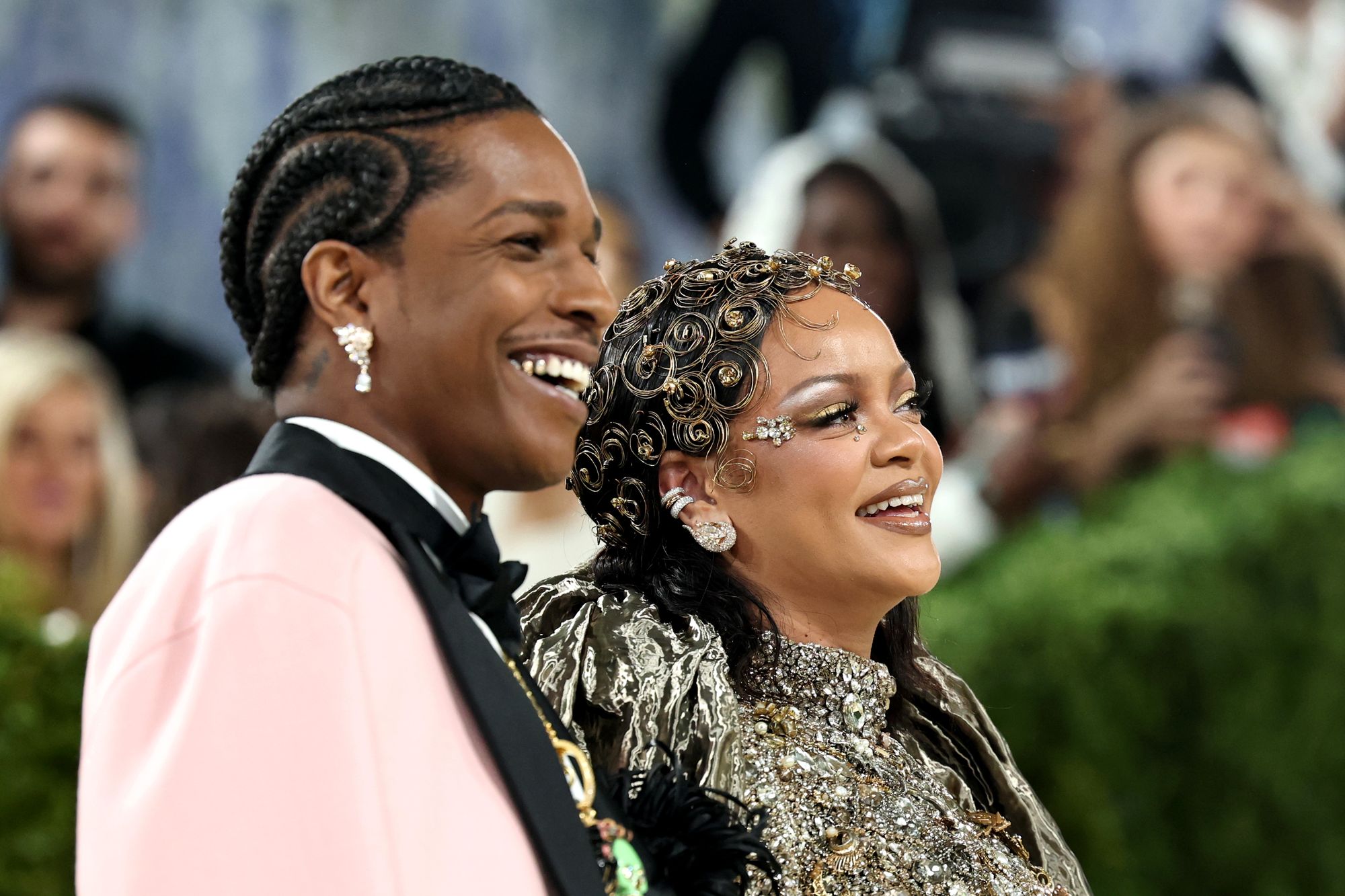 Rihanna and A$AP Rocky appeared together on the Met Gala red carpet Monday