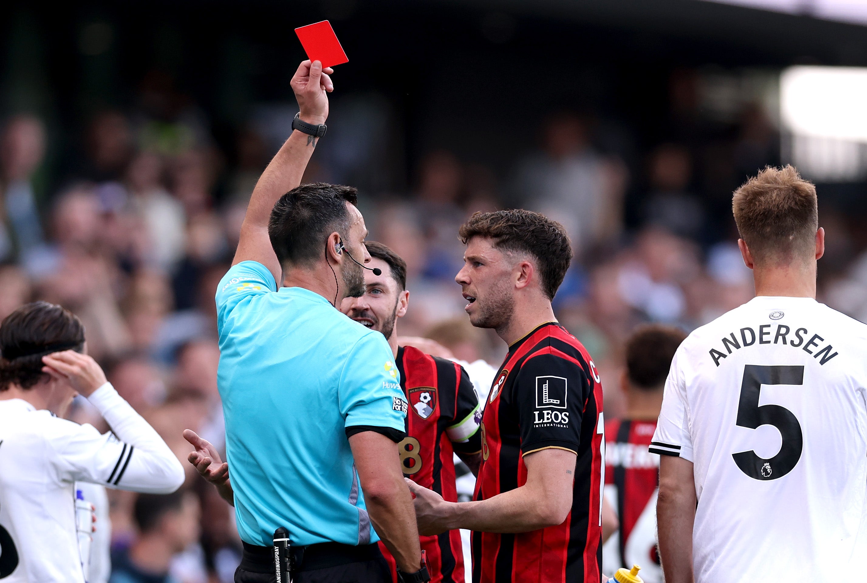 Ryan Christie had seen red for Bournemouth shortly before