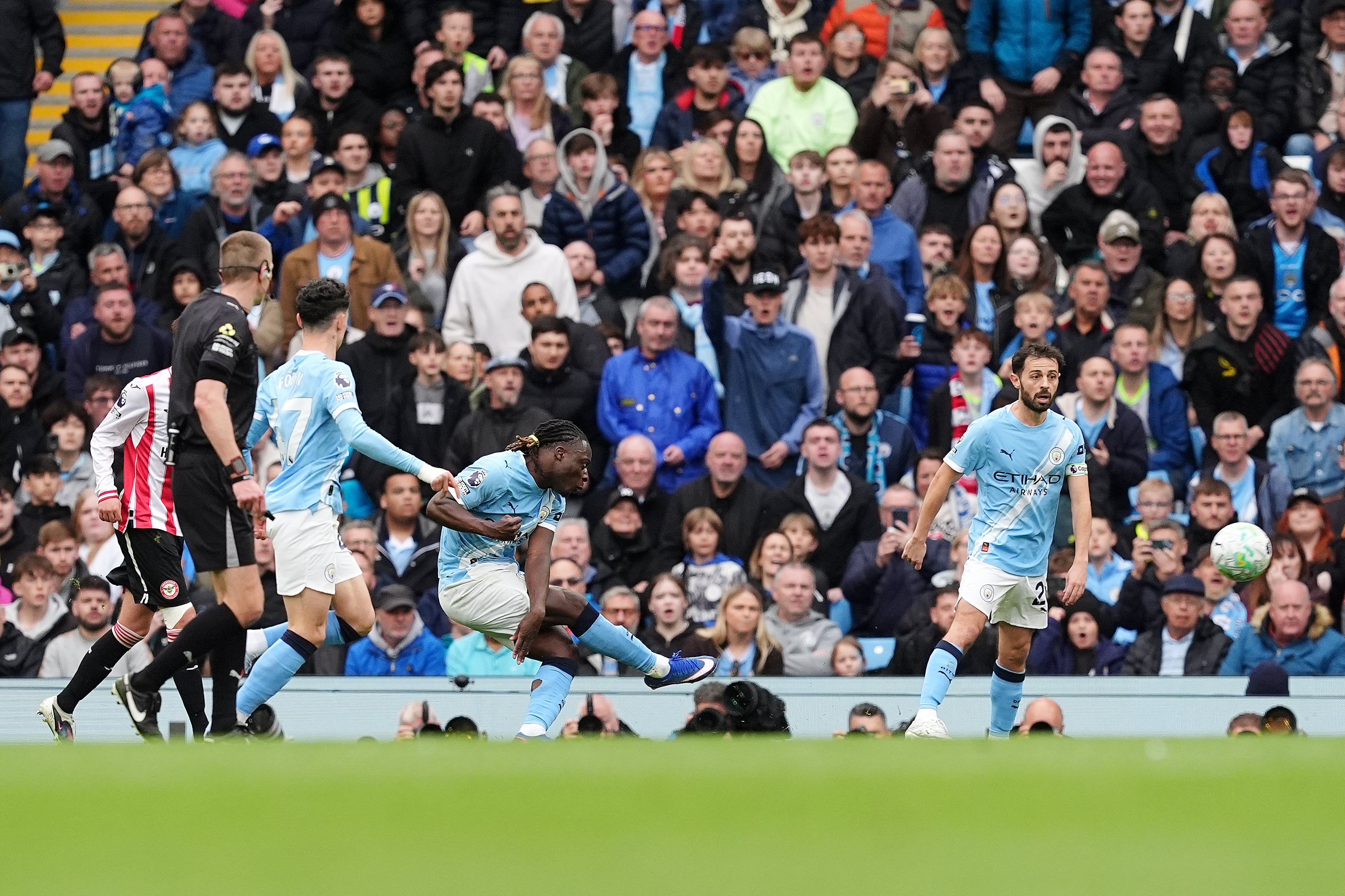 Jeremy Doku brilliantly opened the scoring (Martin Rickett/PA)