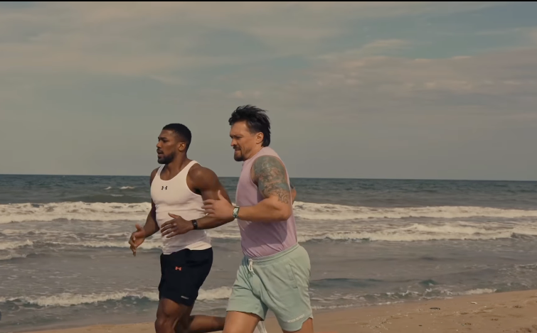Usyk posted an Instagram video on Saturday of the pair racing on a beach to the tune of the Rocky music as they recreated the scene between the characters played by Sylvester Stallone and Carl Weathers.
