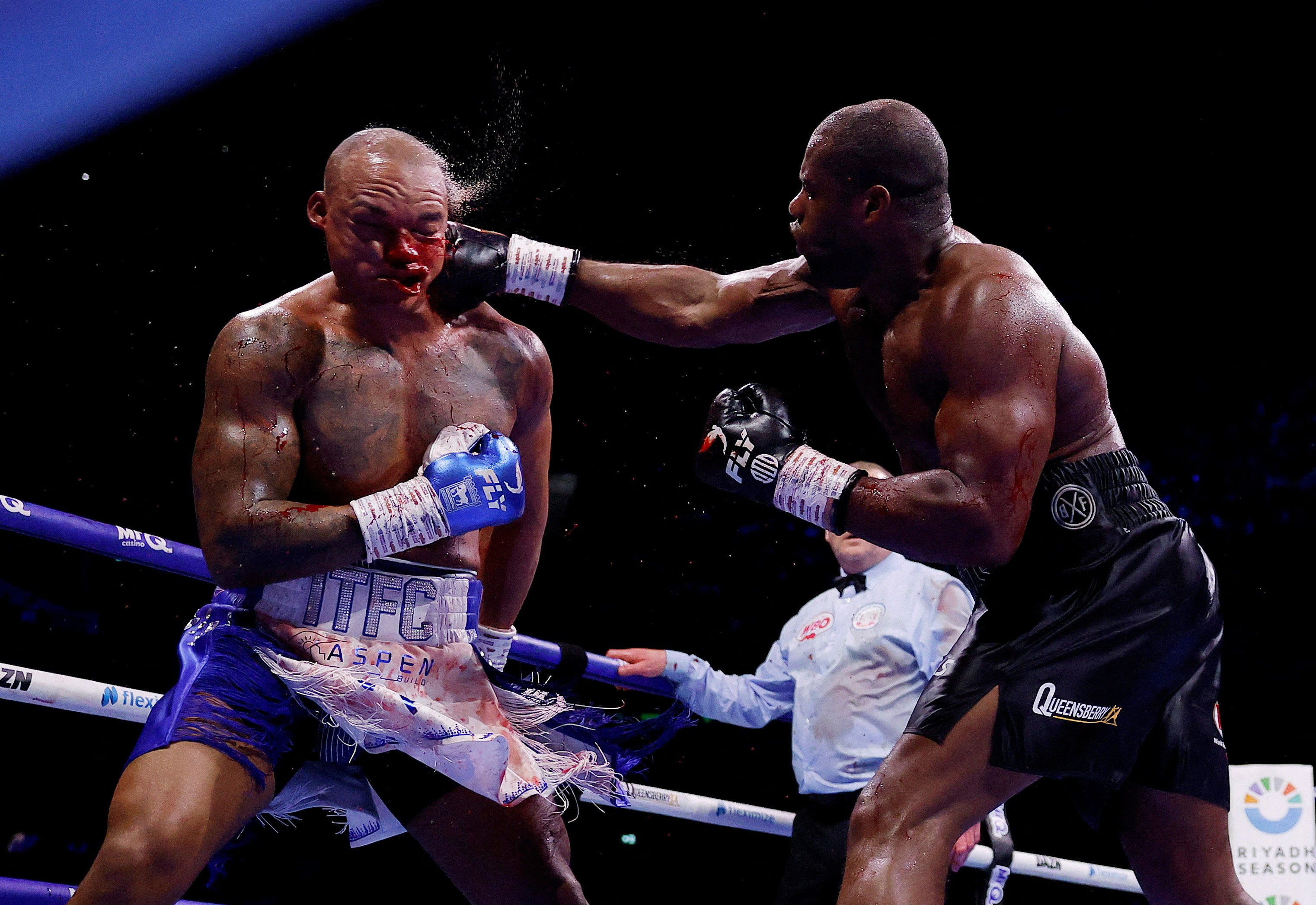 Daniel Dubois (right) somehow found a way past Fabio Wardley after major adversity early on